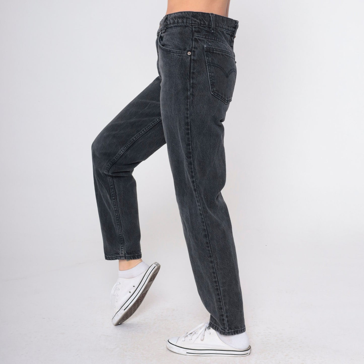 90s Levi's 750 High Waist Black Denim Jeans Relaxed Fit Small 29x30