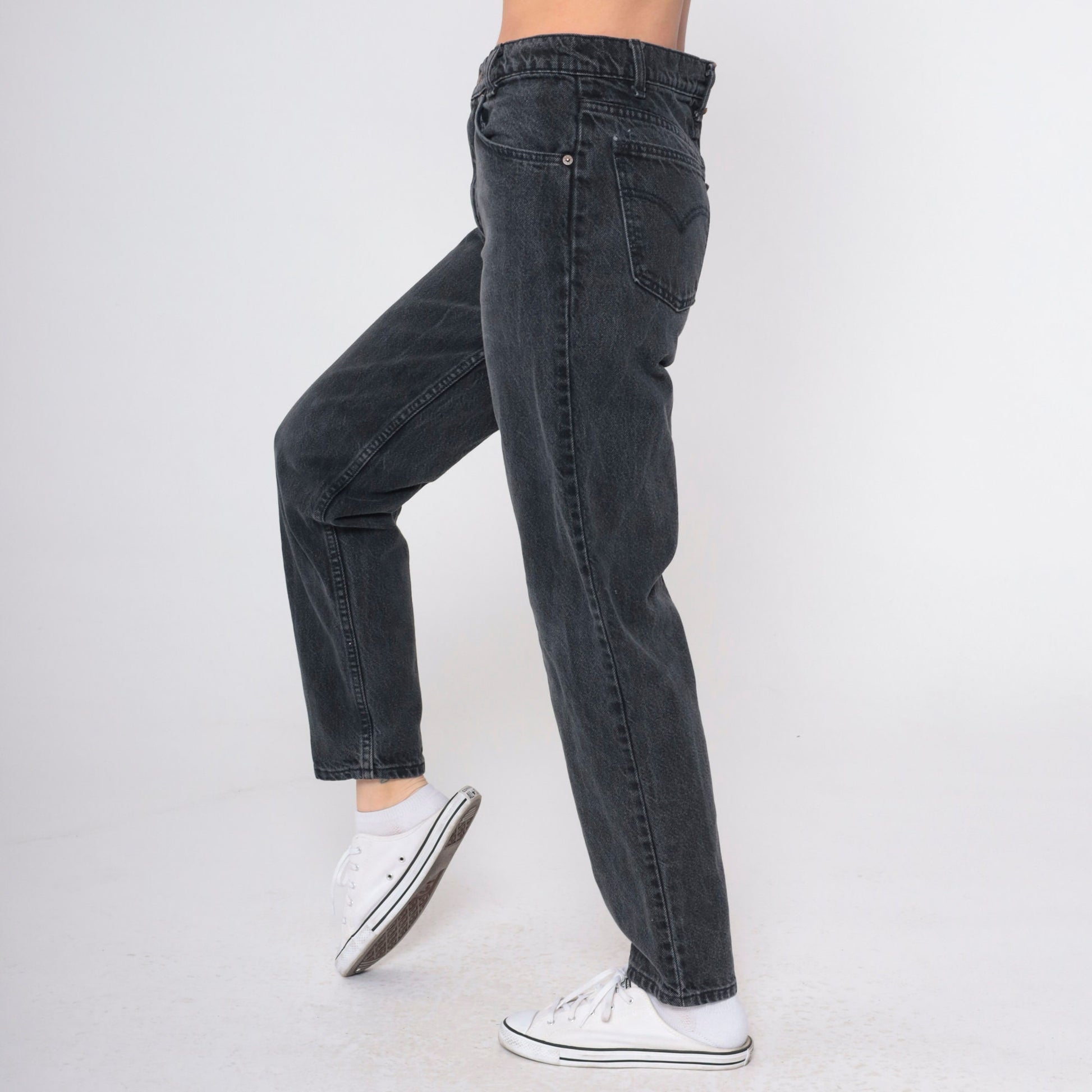 90s Levi's 750 High Waist Black Denim Jeans Relaxed Fit Small 29x30