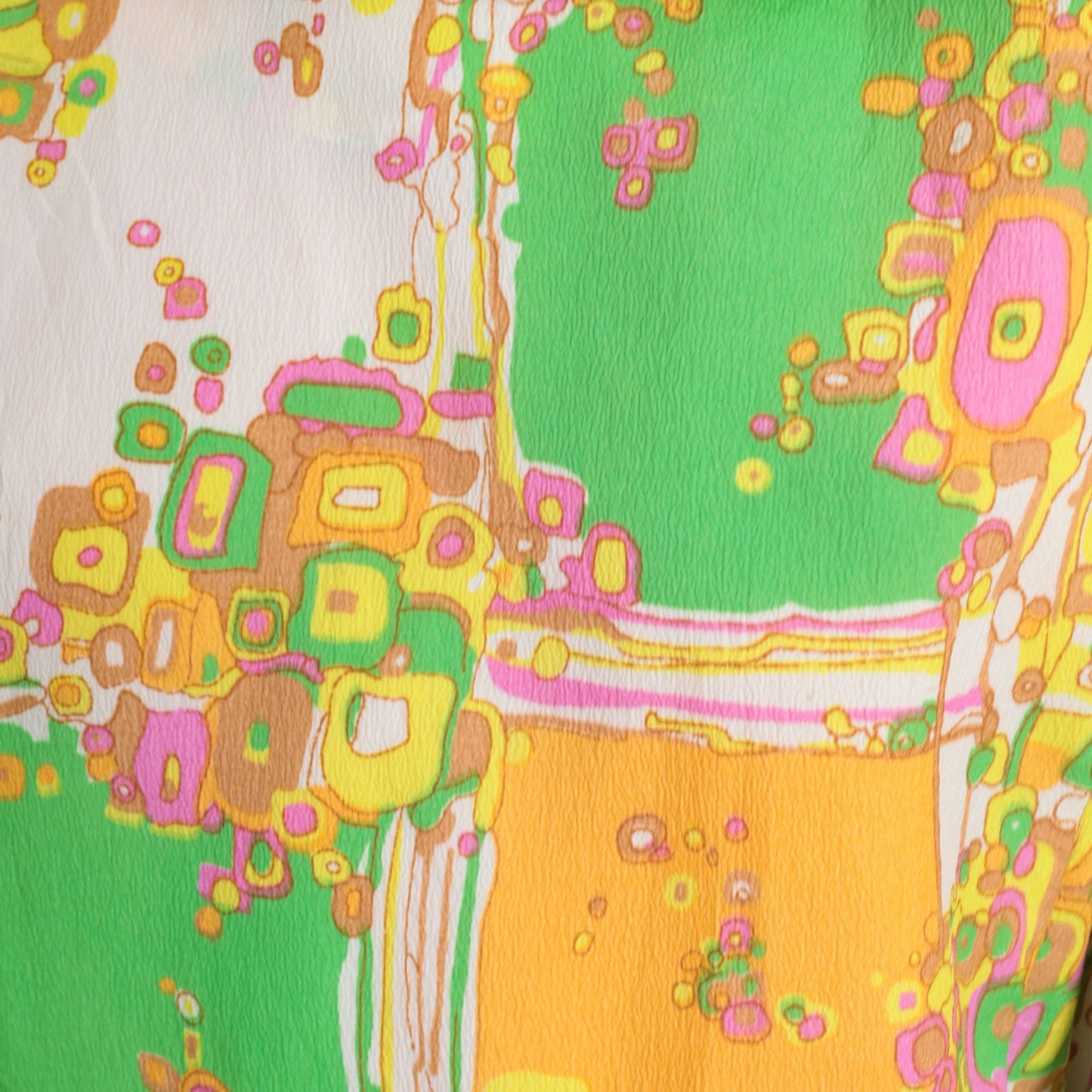 60s Psychedelic Patchwork Shift Dress Geometric Print Pleated Midi Large