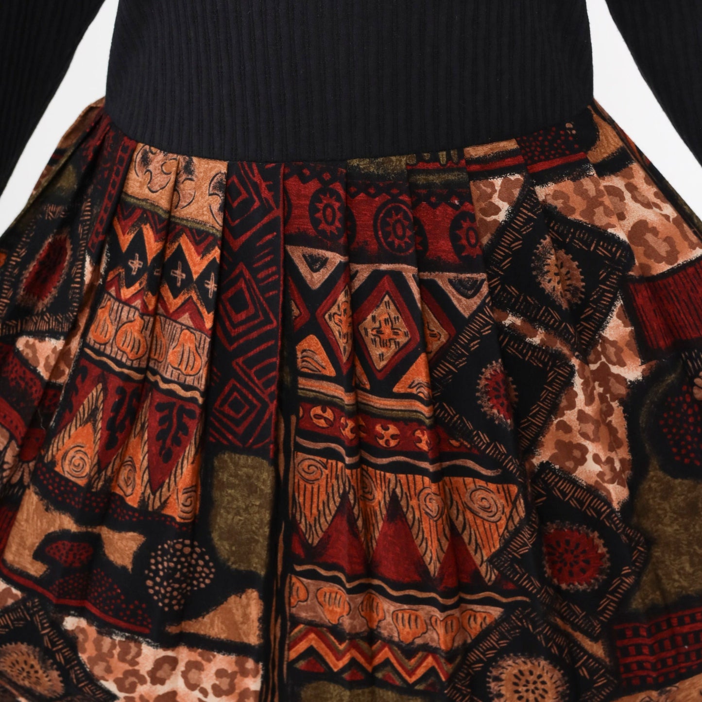 90s Diana Marco Geometric Animal Print Maxi Dress Black Long Sleeve Extra Large