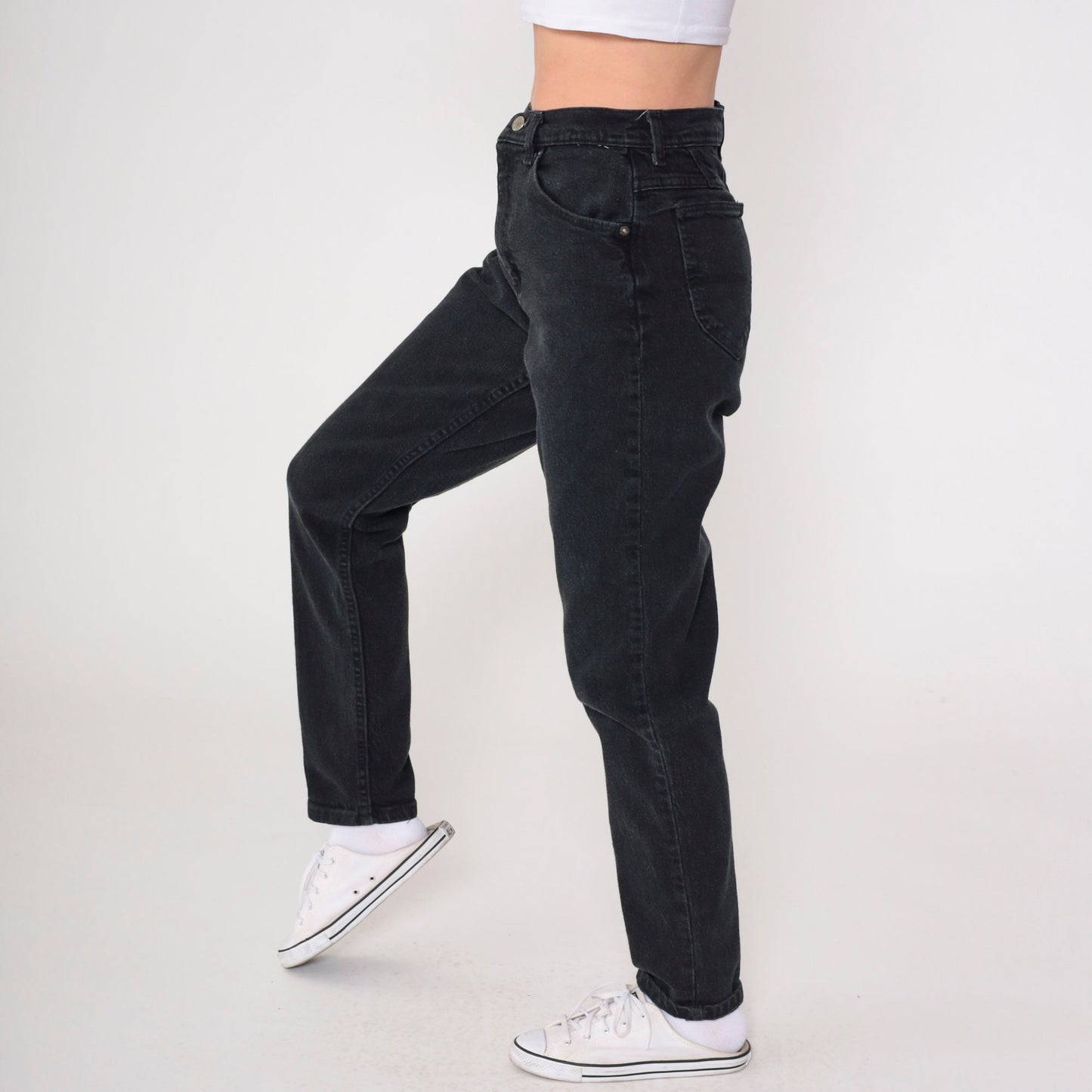 90s Riders Black High-Rise Tapered Jeans Y2K Denim Small 6