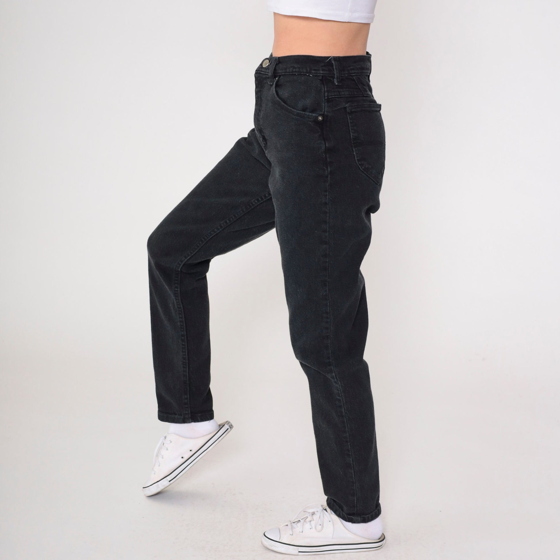 90s Riders Black High-Rise Tapered Jeans Y2K Denim Small 6