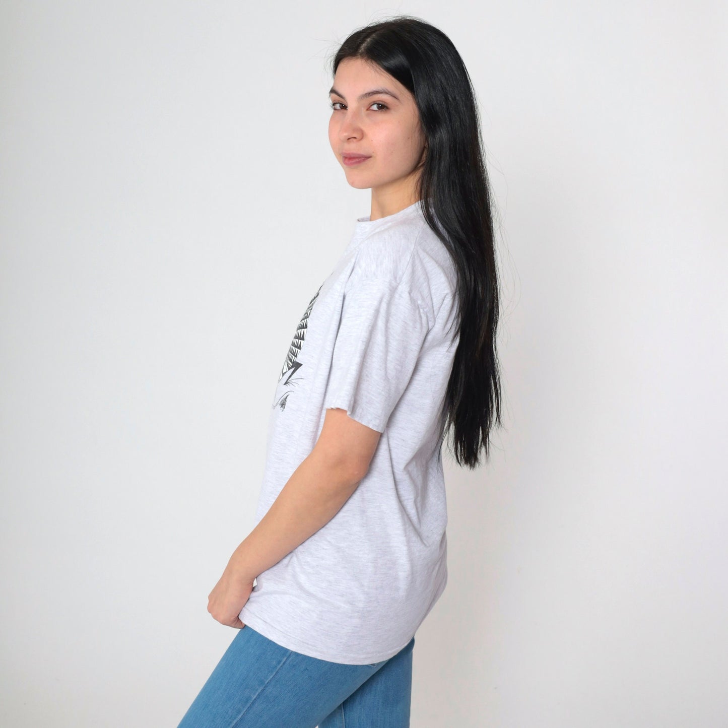 90s Sylvia Naha Humphrey Lizard Graphic T-Shirt Heather Grey Large