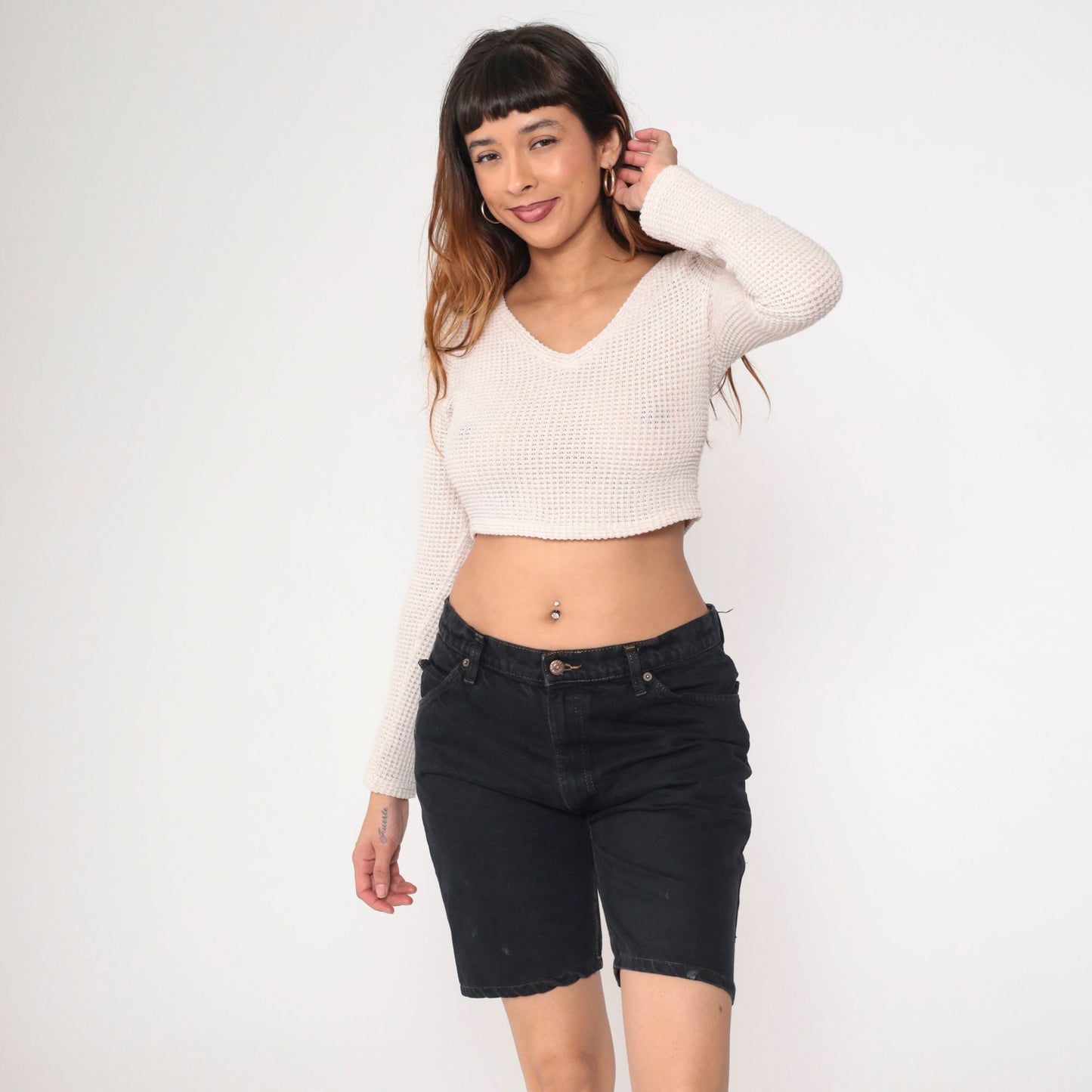 90s Levi's Overdyed Black Denim Bermuda Shorts High Waist Men's Medium