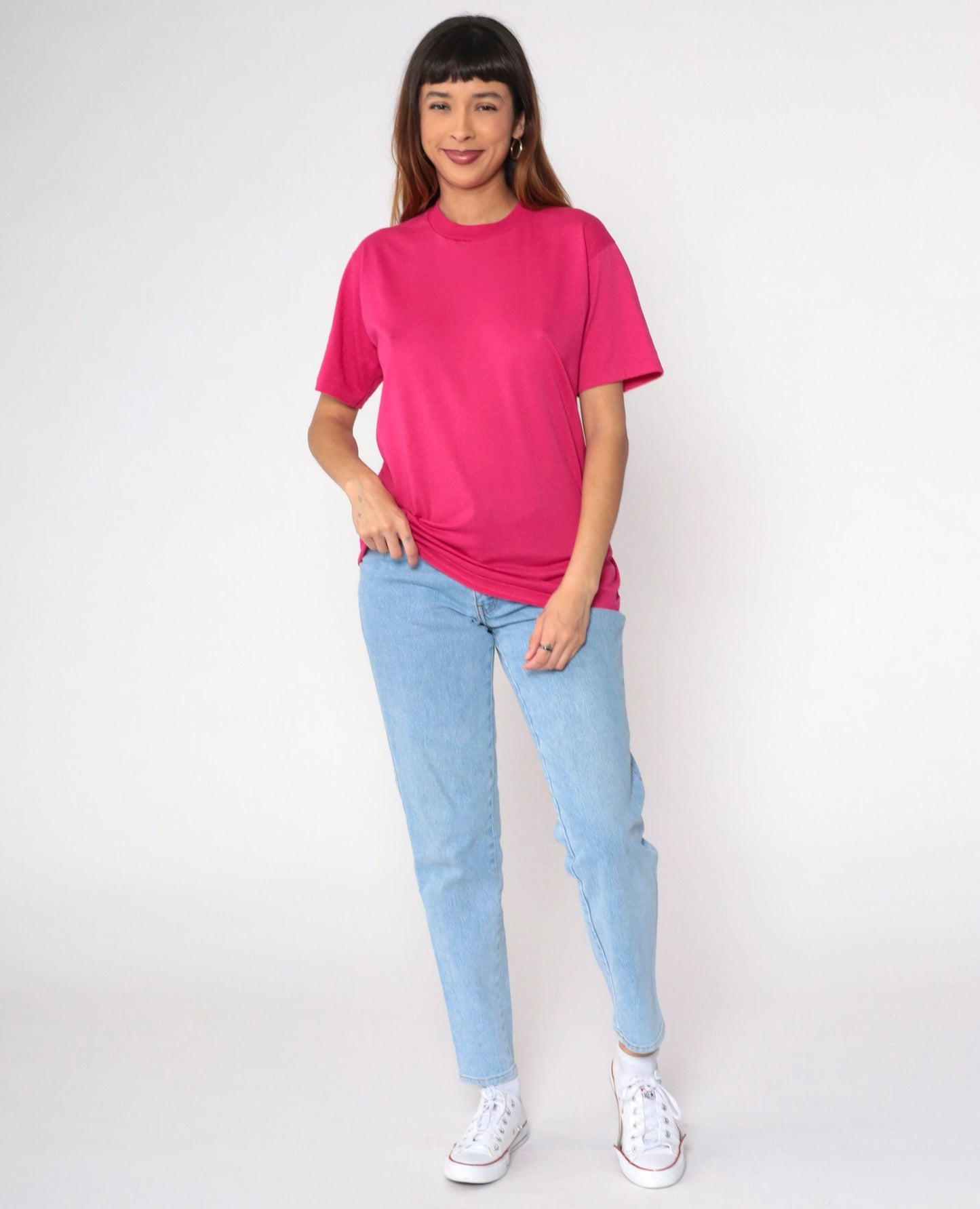 90s Jerzees Hot Pink T-Shirt Short Sleeve Crewneck Small
