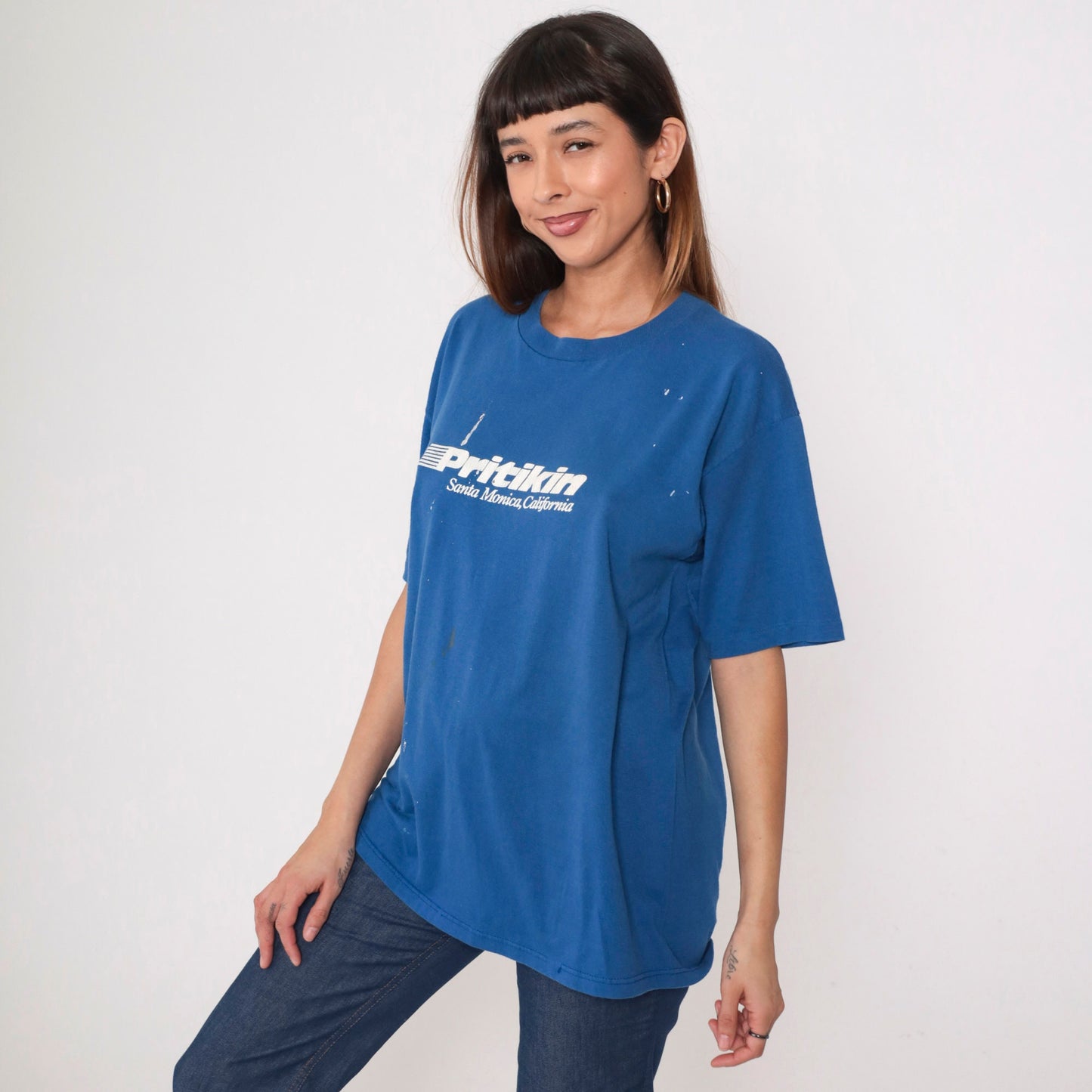 80s Pritikin Longevity Center Santa Monica Graphic T-Shirt Blue Extra Large XL