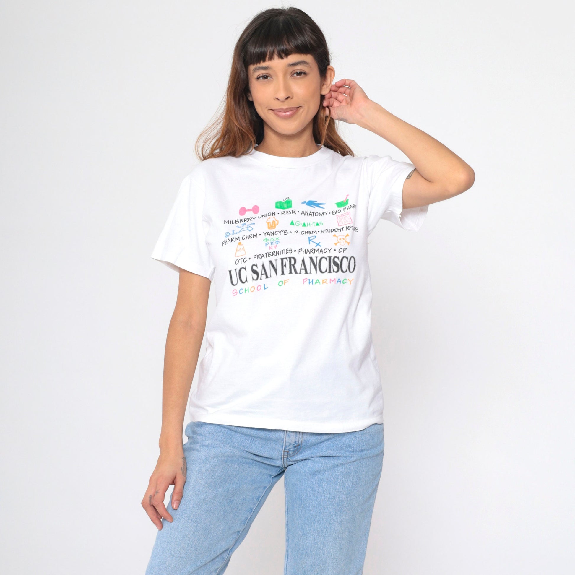 90s UC San Francisco School of Pharmacy Graphic T-Shirt Cotton Small