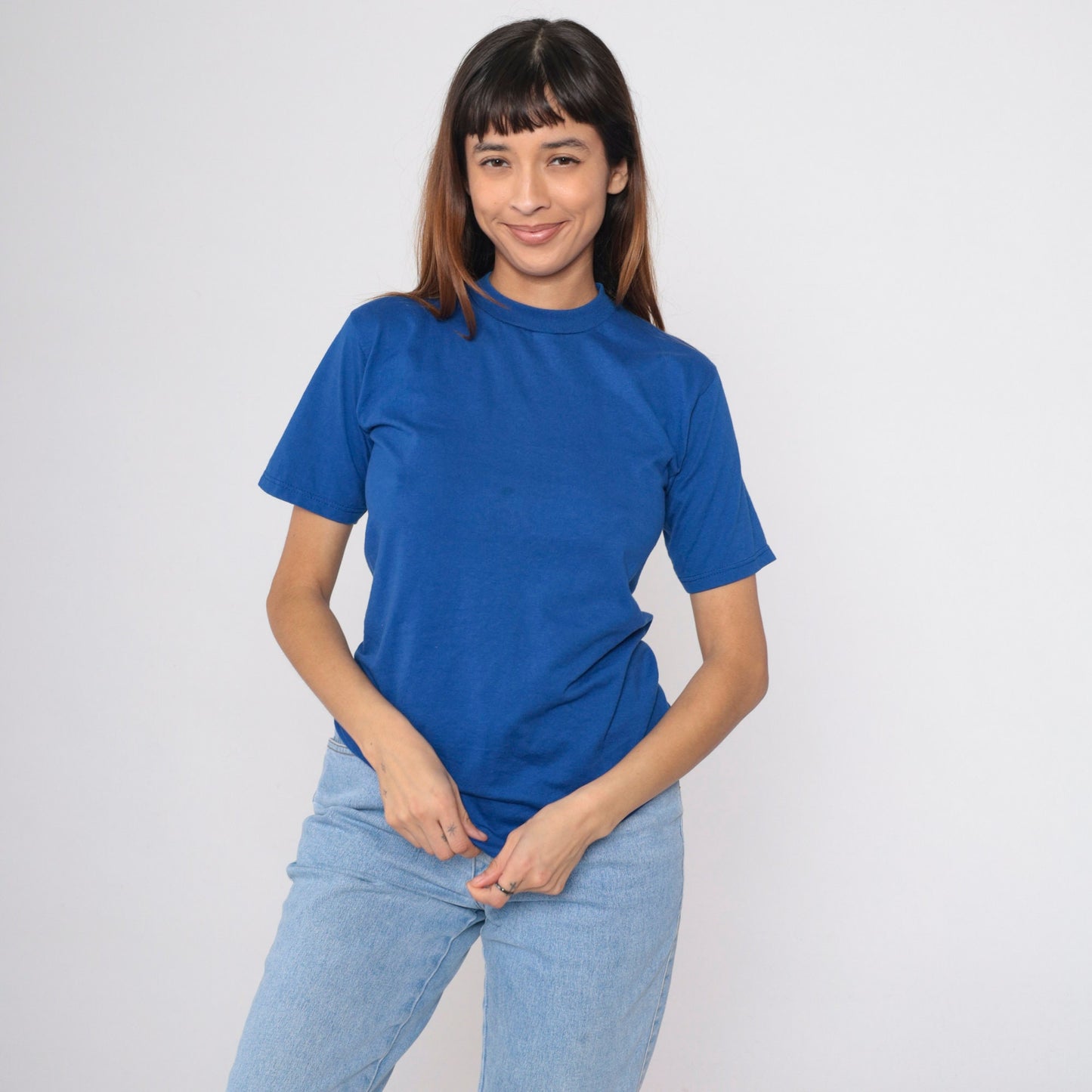 90s Jerzees Royal Blue Crewneck T-Shirt Plain Tee Extra Small XS