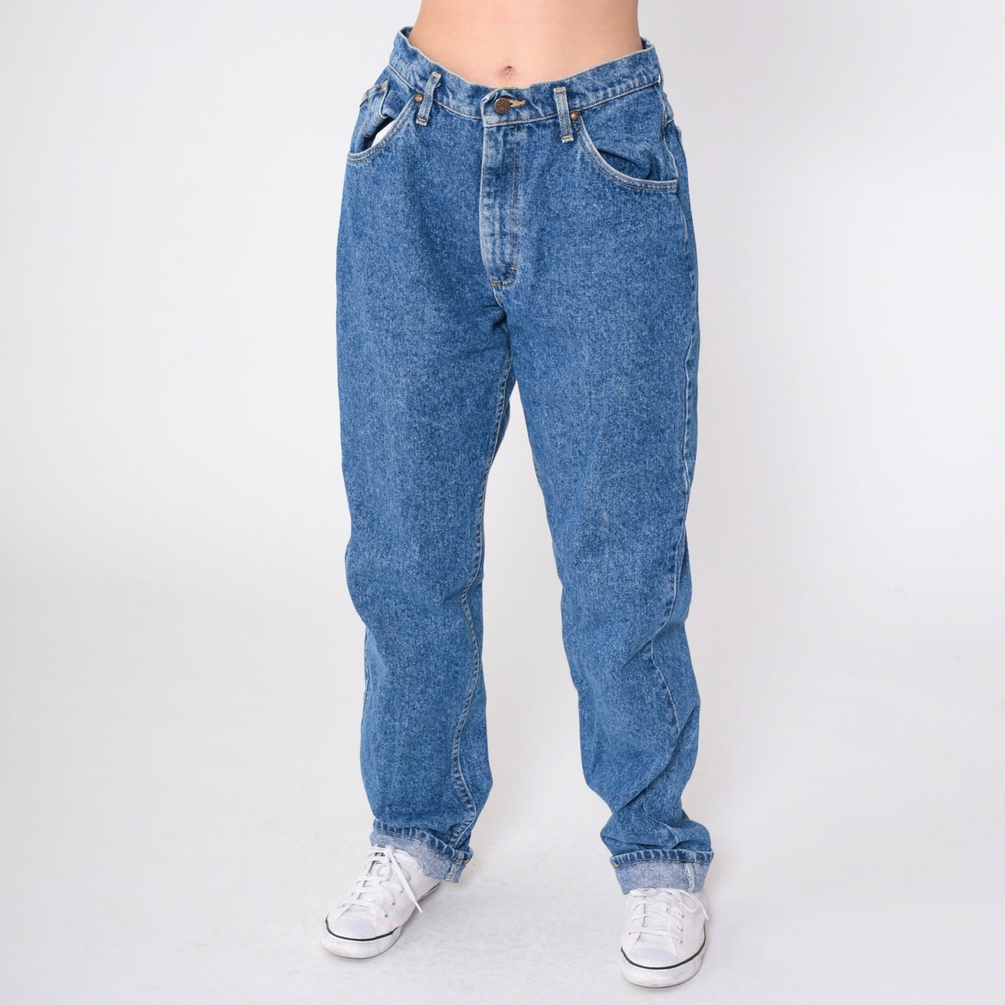 90s Lee High Waisted Tapered Jeans Medium Blue Cotton Long 13