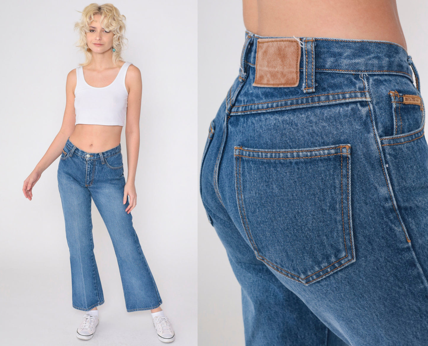 00s Hot & The Gang Flared Jeans Mid Rise Medium Wash Denim Small 3