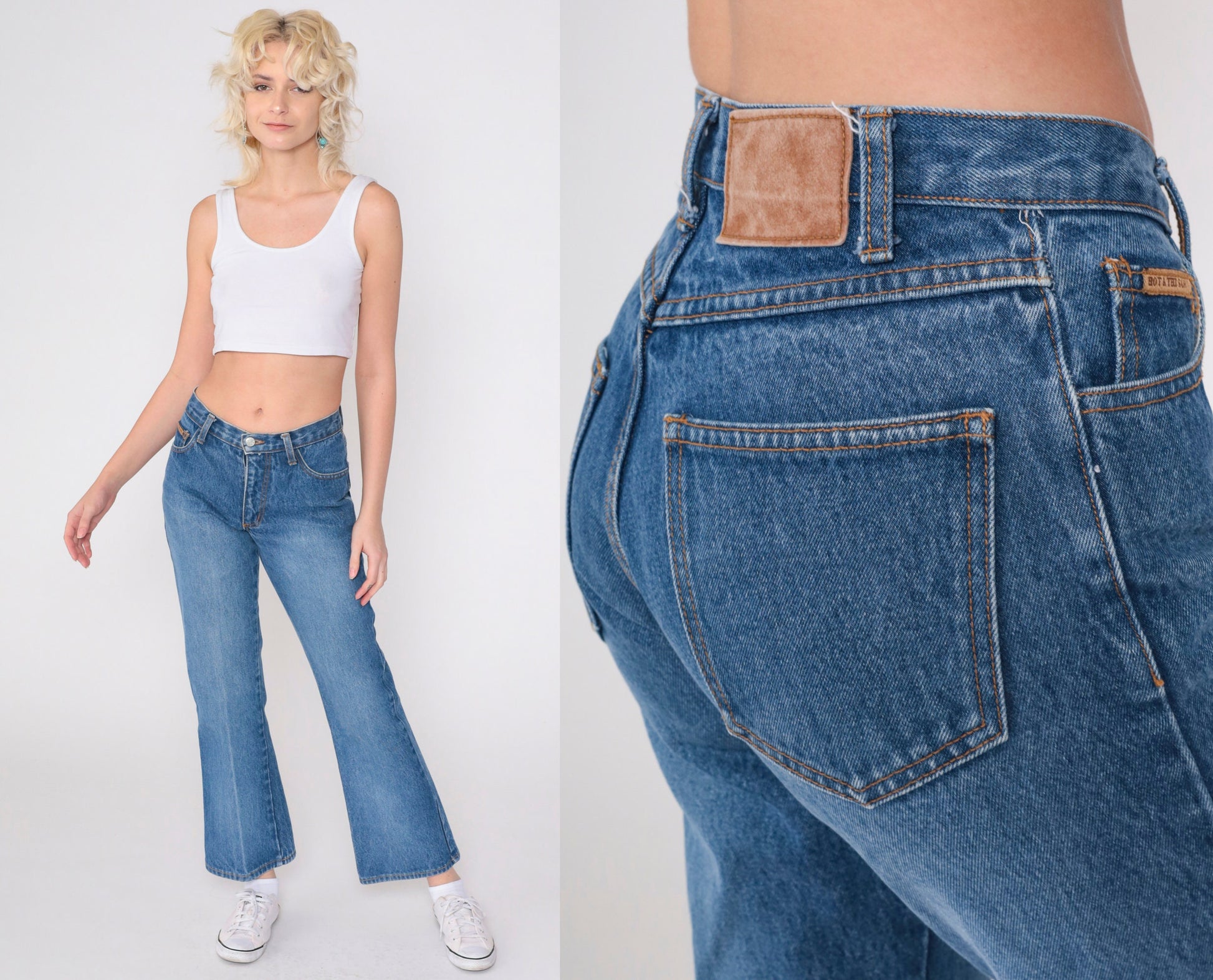 00s Hot & The Gang Flared Jeans Mid Rise Medium Wash Denim Small 3