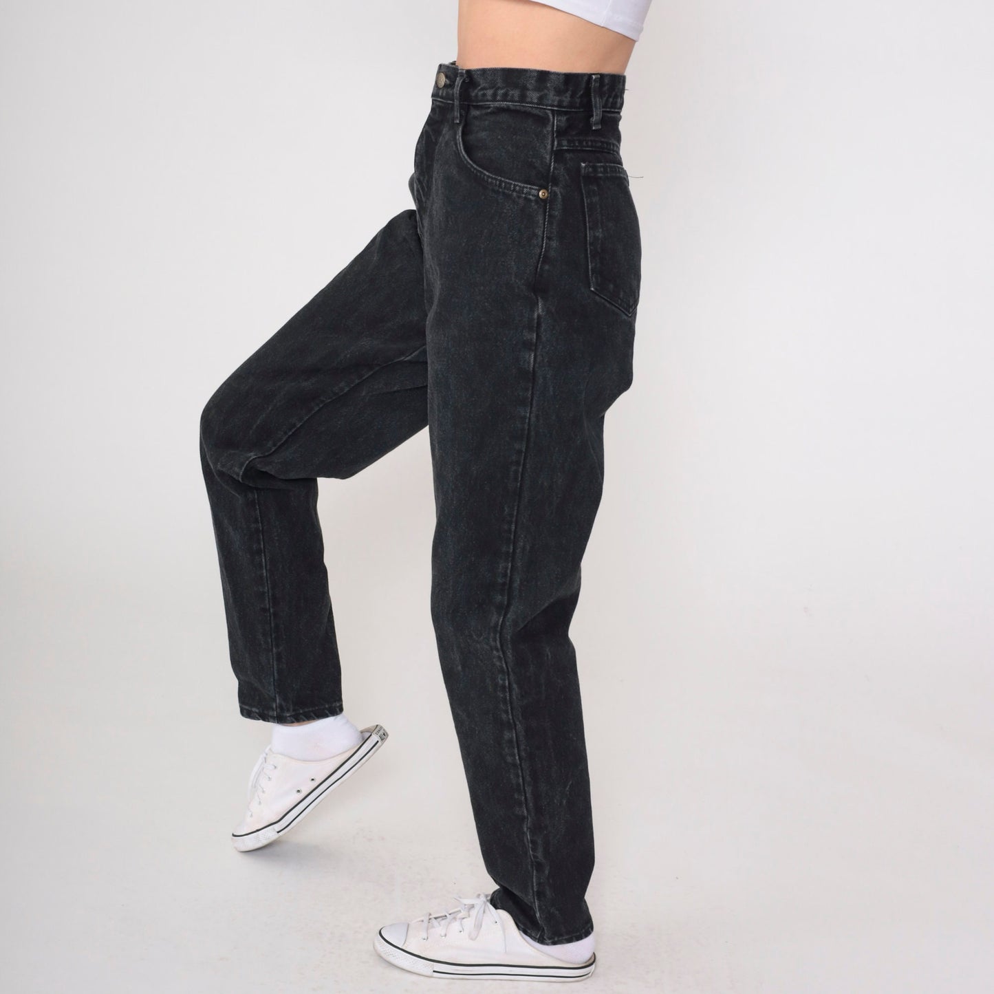 90s Hunt Club Black High-Waisted Tapered Jeans Small 6