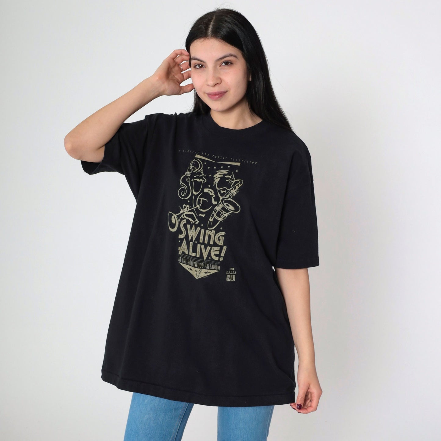1996 Swing Alive! Hollywood Palladium Benefit T-Shirt Black Graphic Tee Extra Large