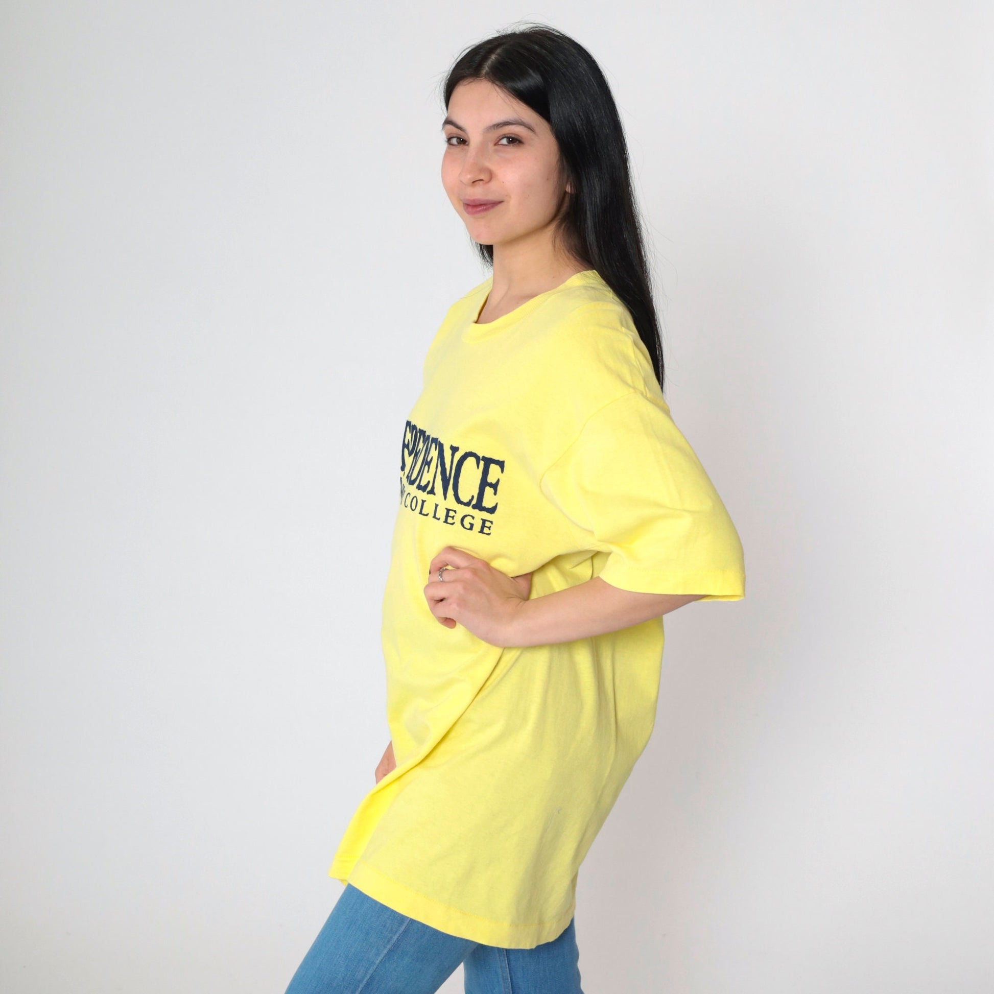 90s Independence Community College Kansas Graphic T-Shirt Yellow Single Stitch Extra Large