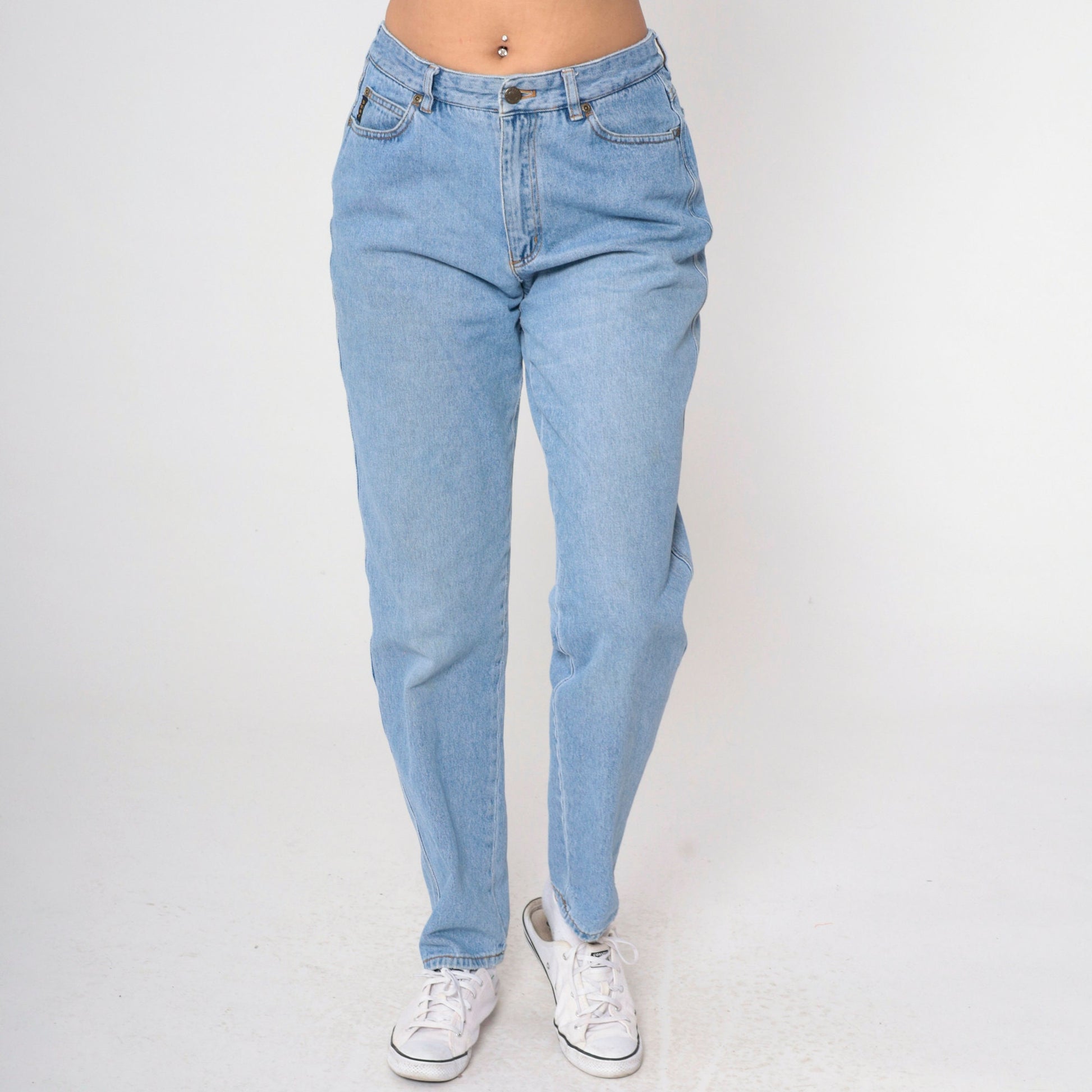 90s DKNY In Women We Trust High Waisted Mom Jeans Blue Tapered Large 12