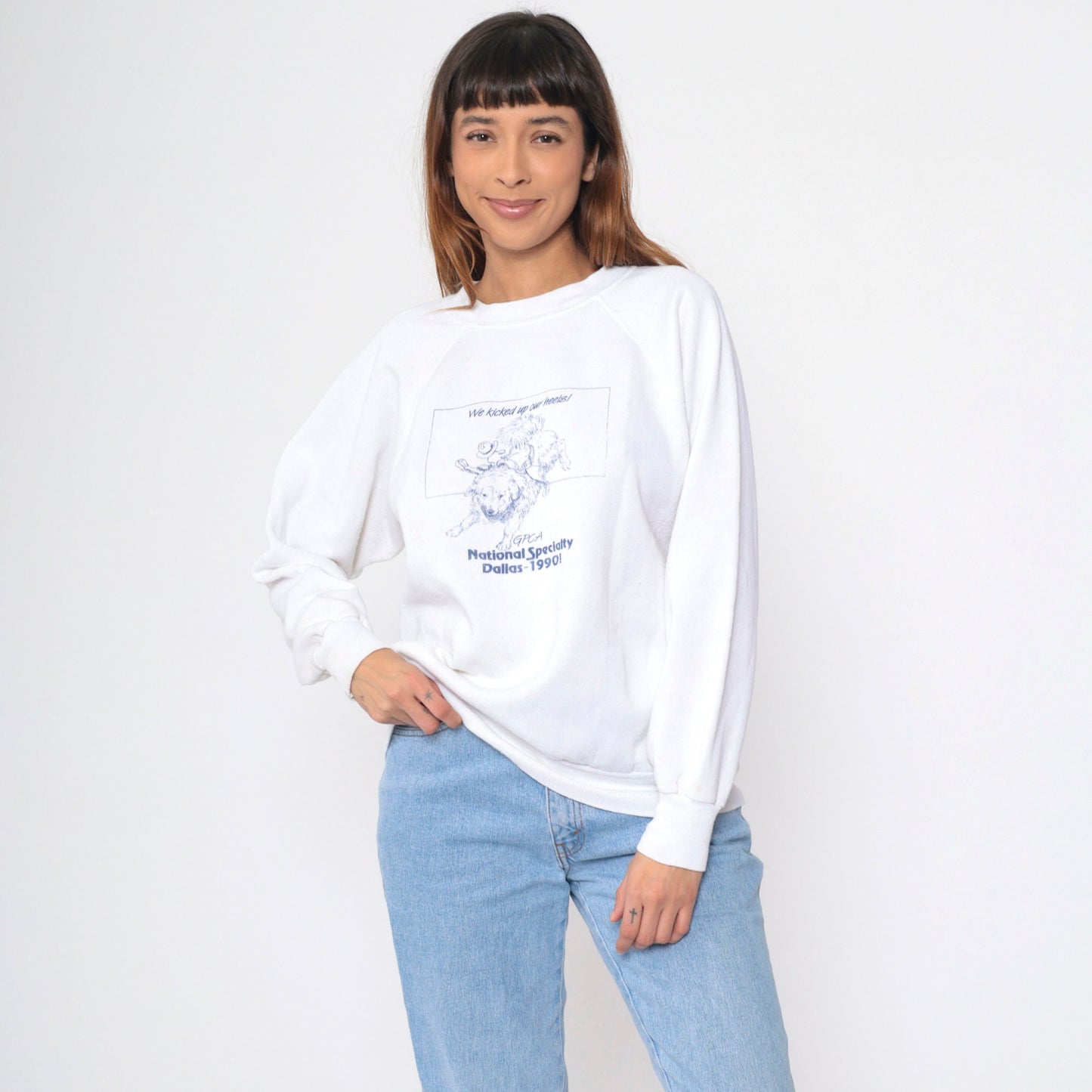 90s GPCA Great Pyrenees Club America Dallas 1990 Sweatshirt White Raglan Large