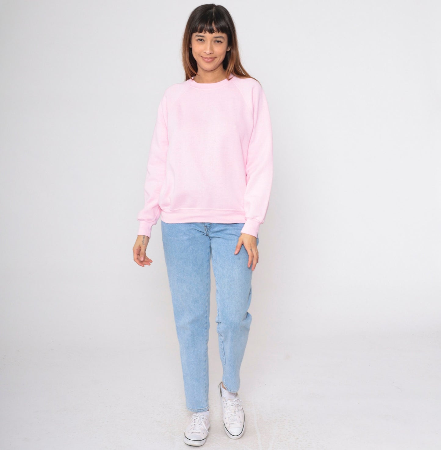 80s Lee Baby Pink Raglan Sweatshirt Crewneck Slouchy Medium
