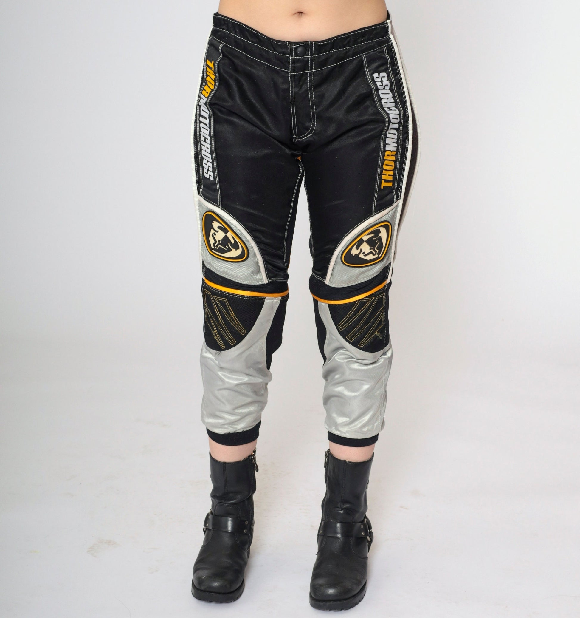 Y2K Thor Motocross Pants Black Yellow Grey Racing Kids 24