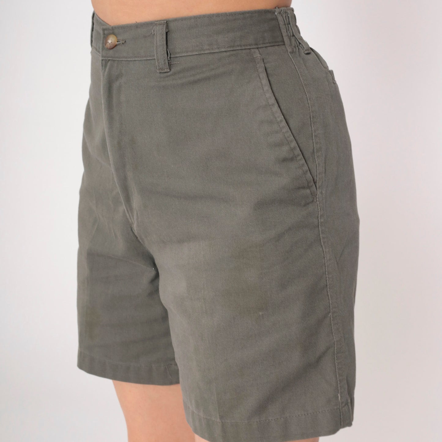 00s Taupe High-Waisted Trouser Shorts Cotton Blend W32 Medium