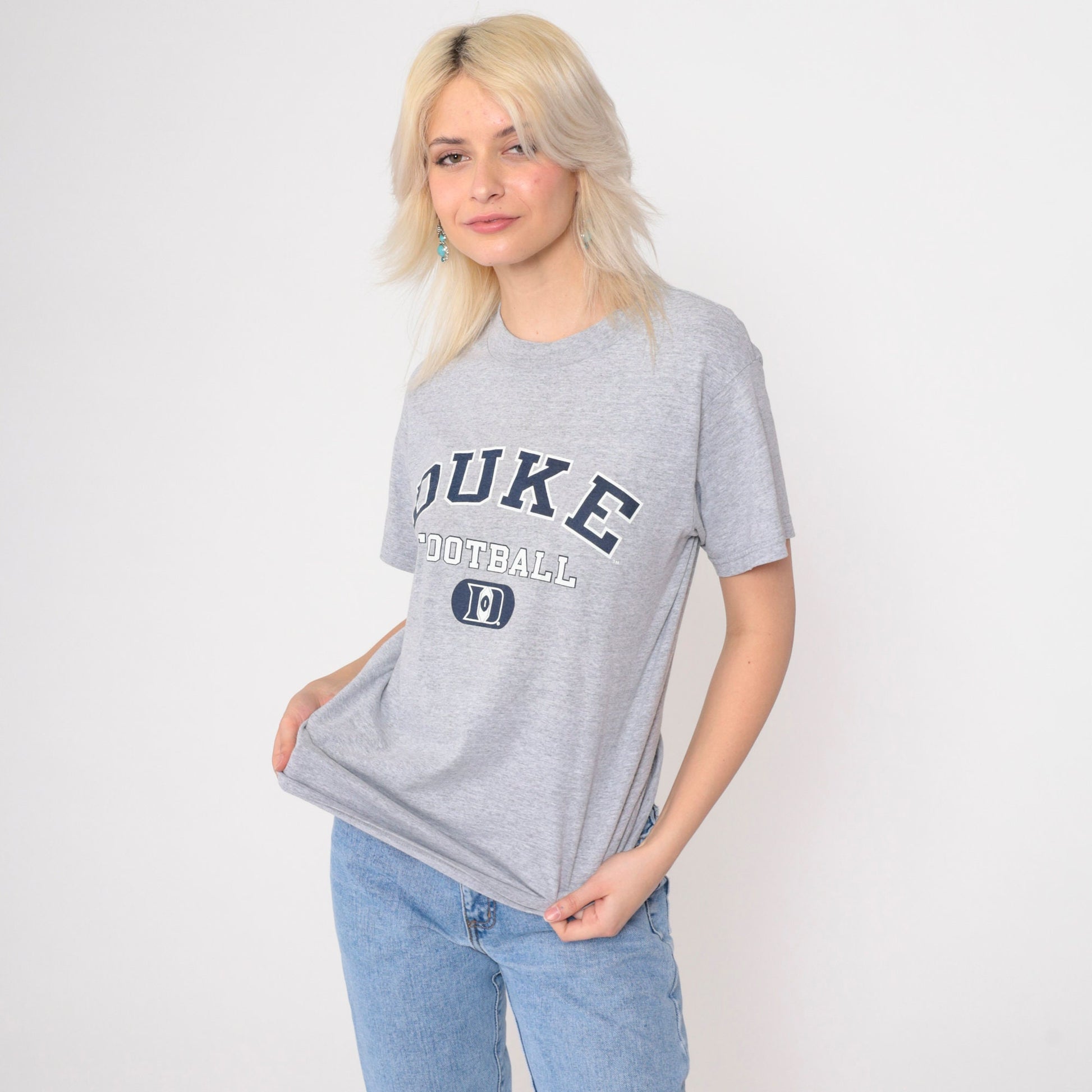 90s Champion Duke Football T-Shirt Grey Graphic Tee Small