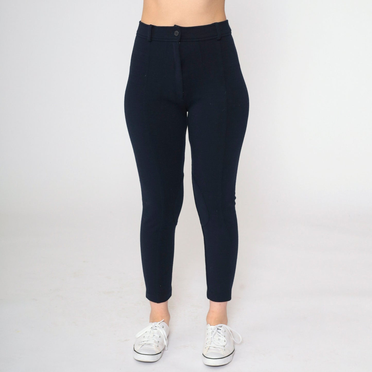 90s Bebe Black Wool High-Waist Tapered Trousers Small