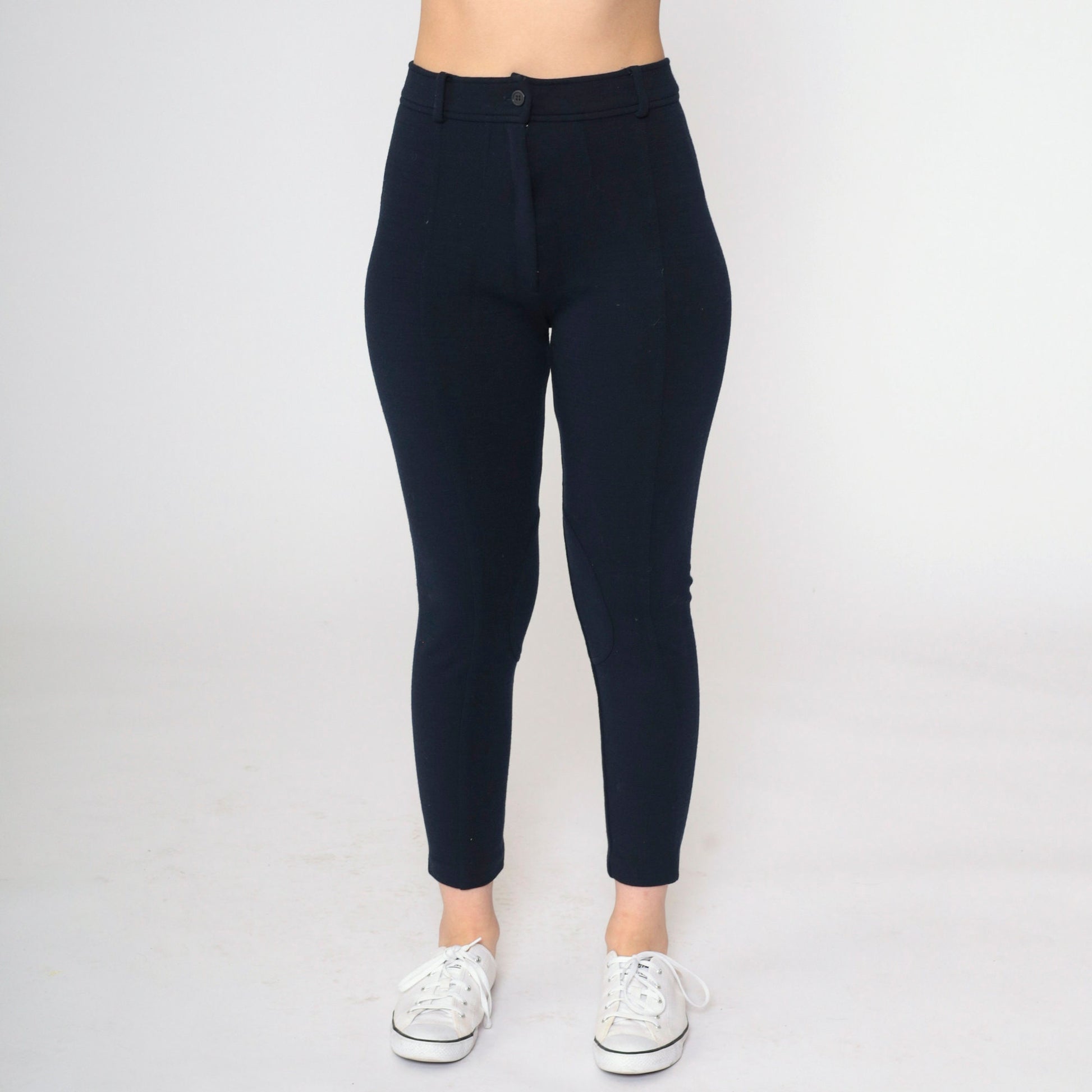 90s Bebe Black Wool High-Waist Tapered Trousers Small