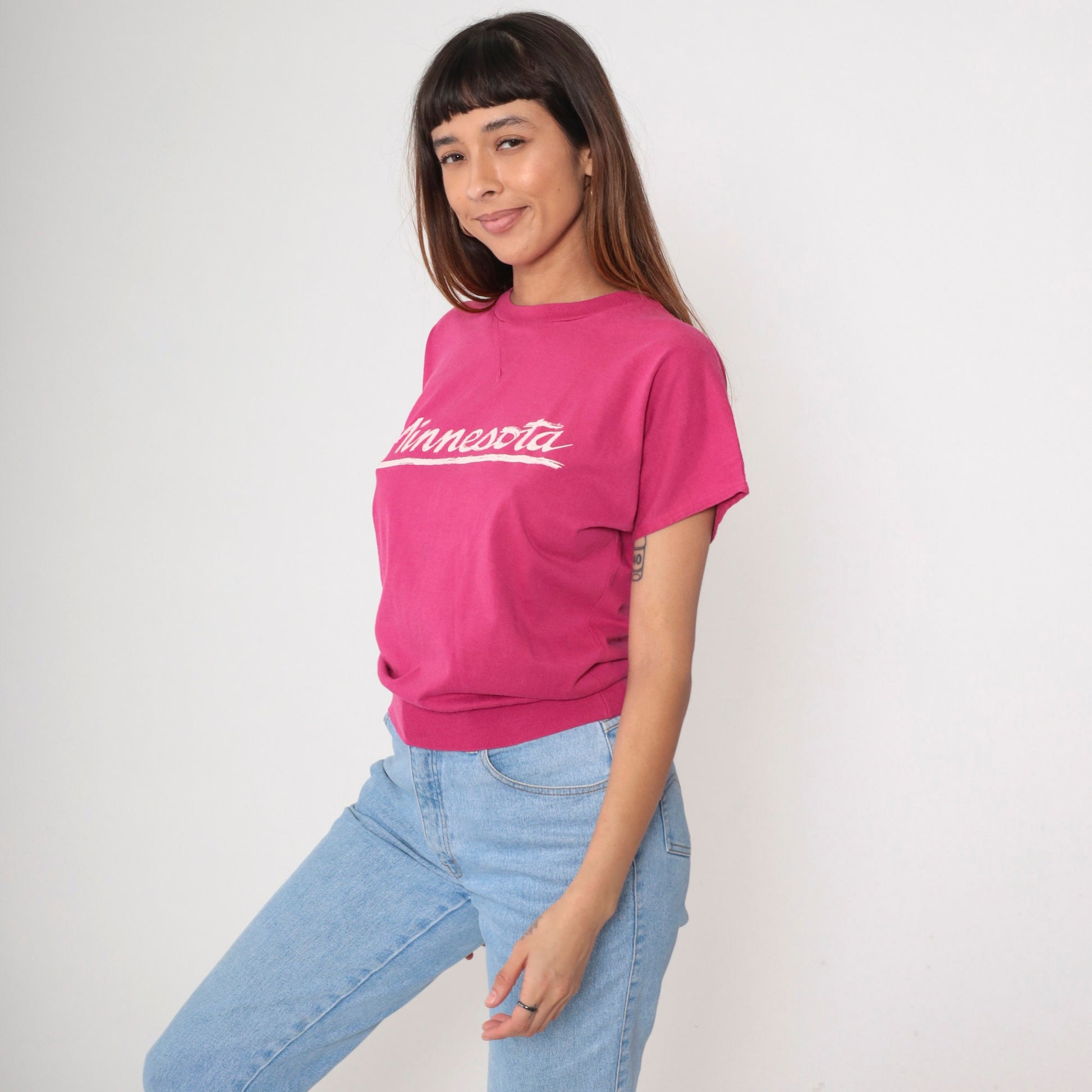 80s Minnesota Collegiate Pacific Graphic T-Shirt Hot Pink Small