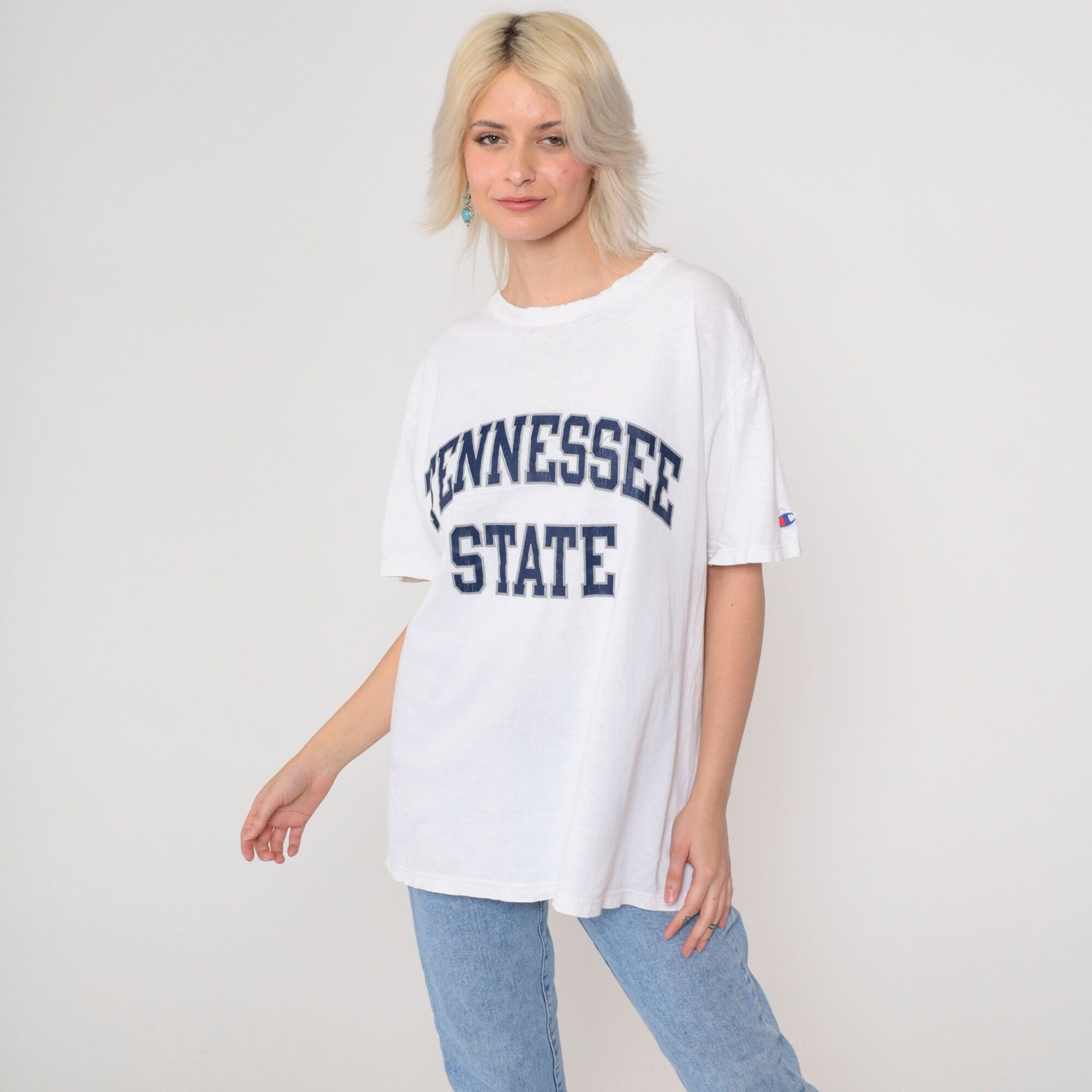 90s Tennessee State University Champion T-Shirt White Graphic Large