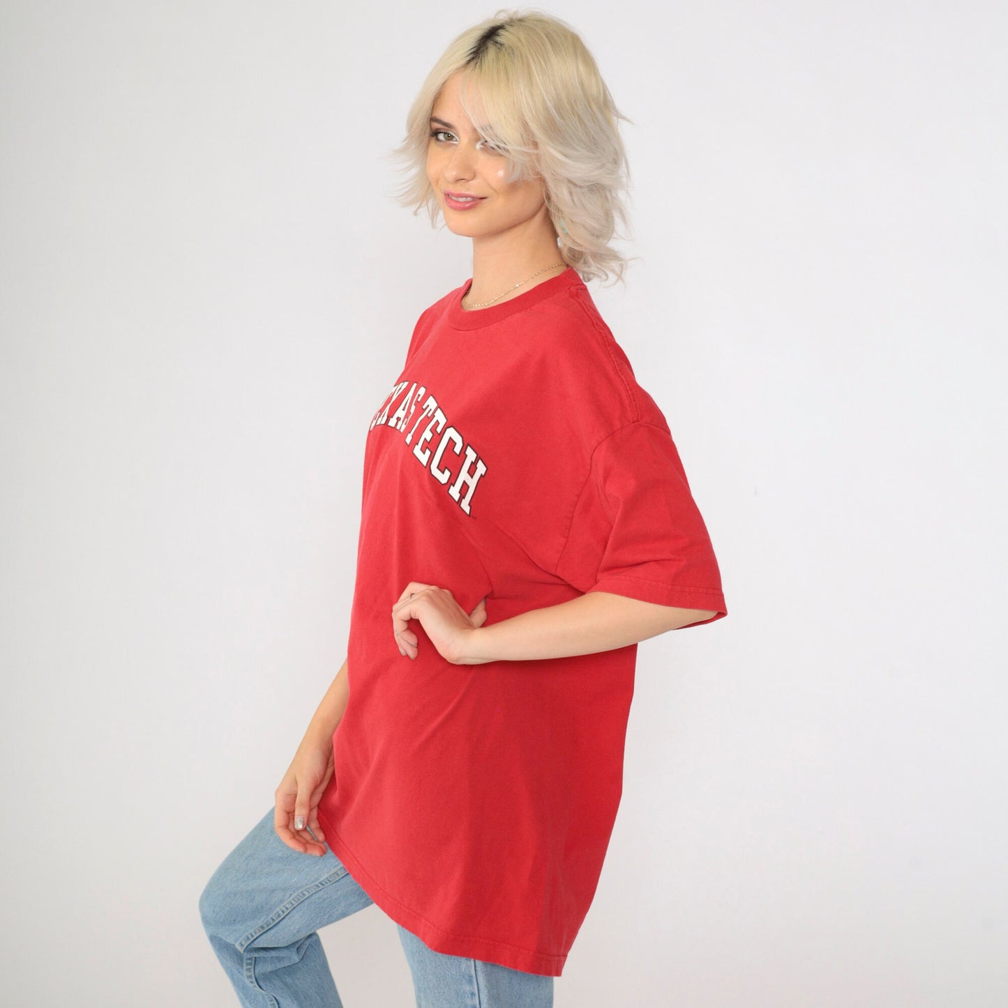 90s Texas Tech University Graphic T-Shirt Red Crewneck Extra Large XL