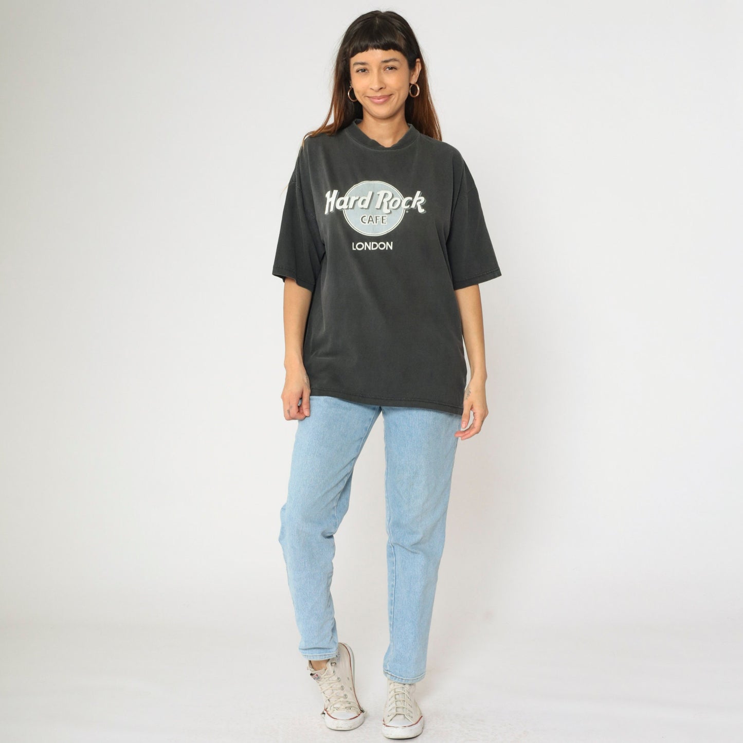 90s Hard Rock Cafe London Graphic T-Shirt Faded Black Extra Large XL