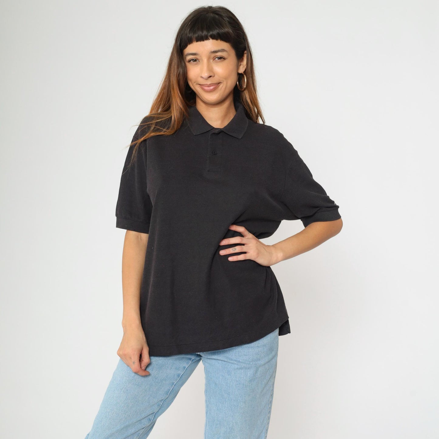 Levi's 90s Black Polo Shirt Short Sleeve Collared Button Up Men's Large L