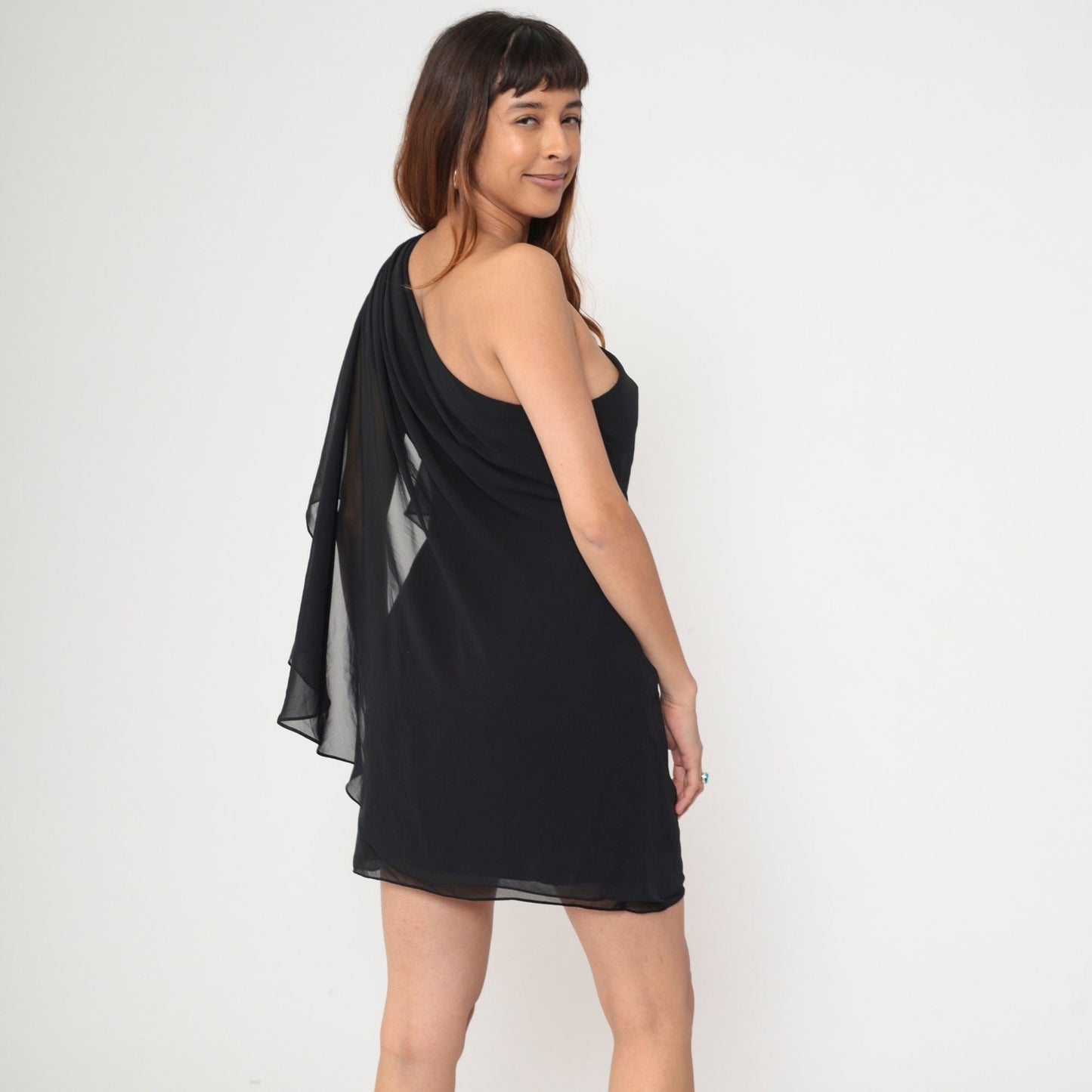 Y2K Black One-Shoulder Beaded Sequin Mini Dress JS Boutique Medium 8