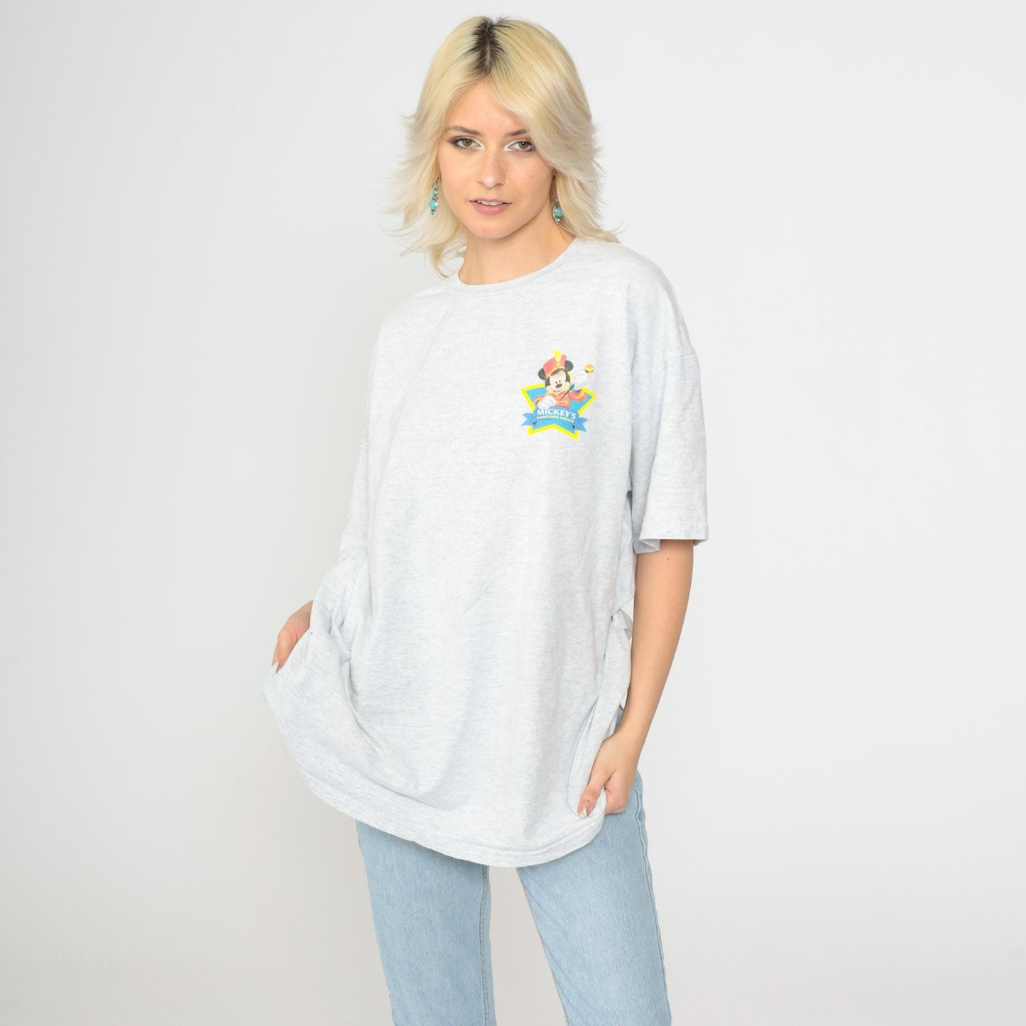 90s Mickey's Hometown Parade Tour 1999 Disney Graphic Tee Heather Grey Extra Large XL