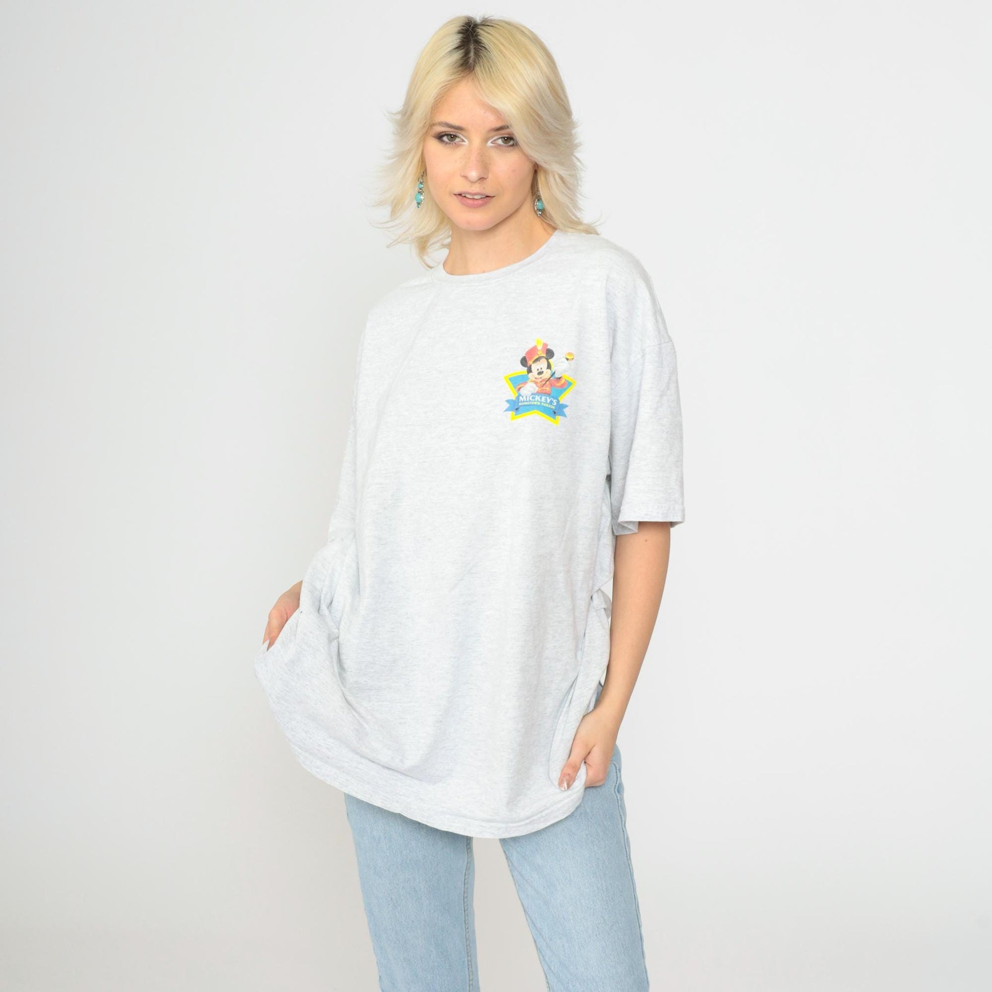 90s Mickey's Hometown Parade Tour 1999 Disney Graphic Tee Heather Grey Extra Large XL