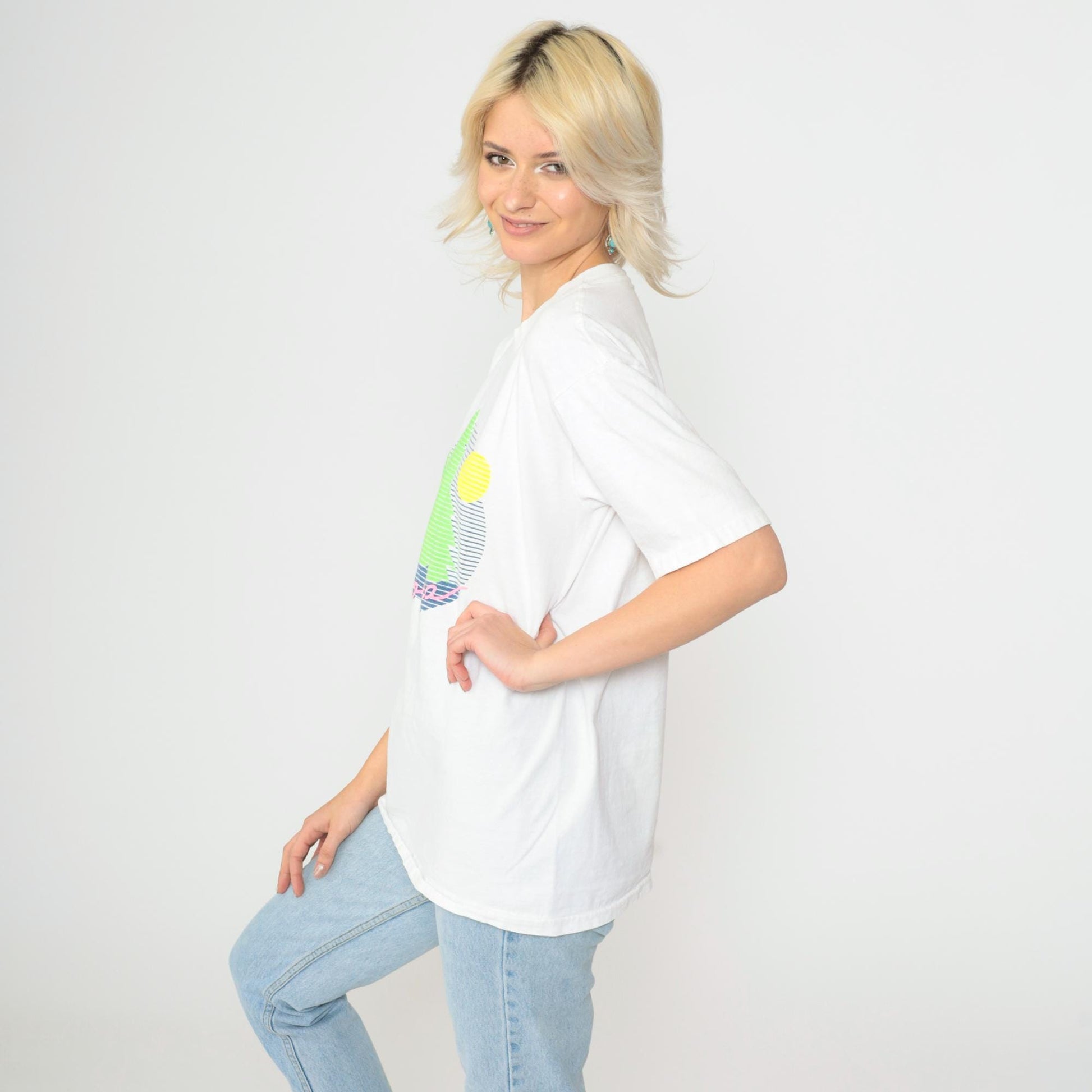 90s Georgia Forest Lake Nature Graphic T-Shirt White Cotton Medium
