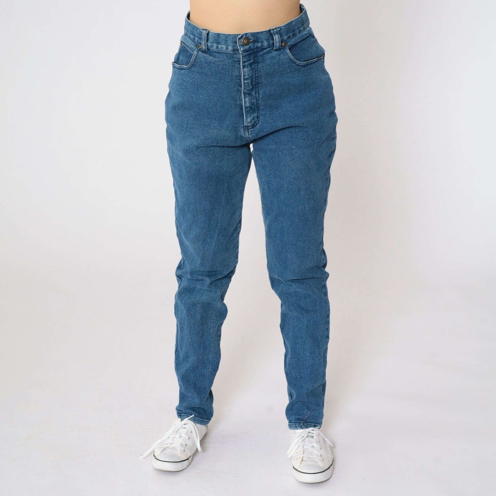 90s Forenza High Waist Tapered Jeans Blue Stretch Denim Small