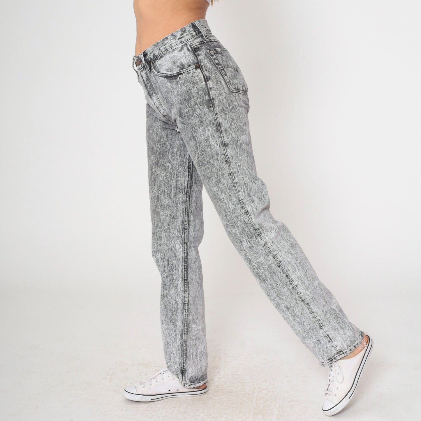 90s Levi's Acid Wash Grey Straight Leg Jeans High Waist Small 28