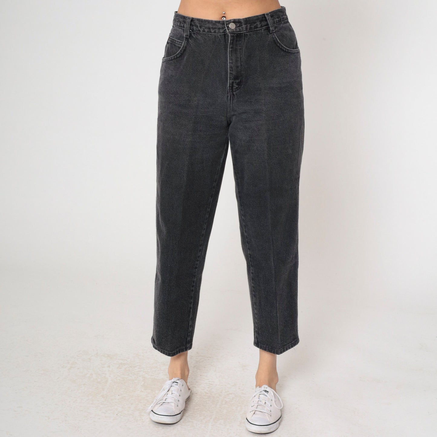 90s Gitano Black Denim High-Rise Tapered Mom Jeans Medium 31