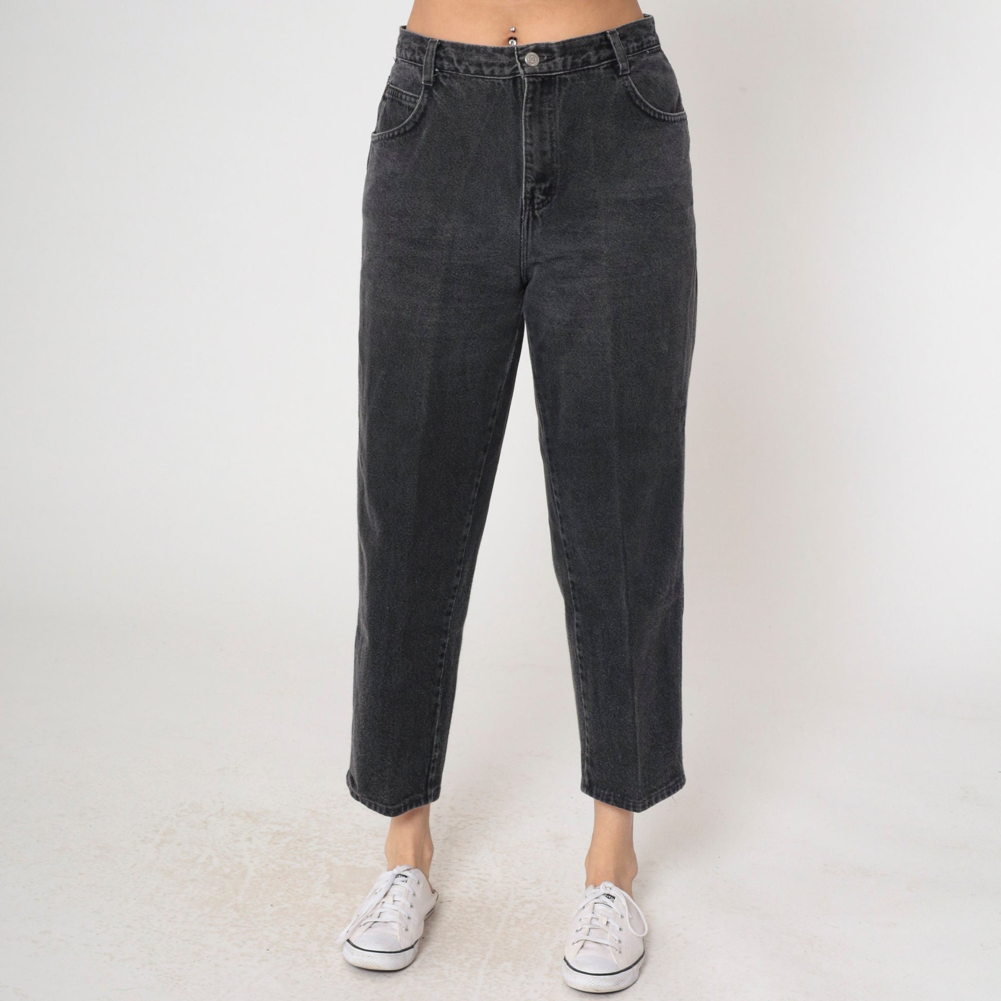 90s Gitano Black Denim High-Rise Tapered Mom Jeans Medium 31