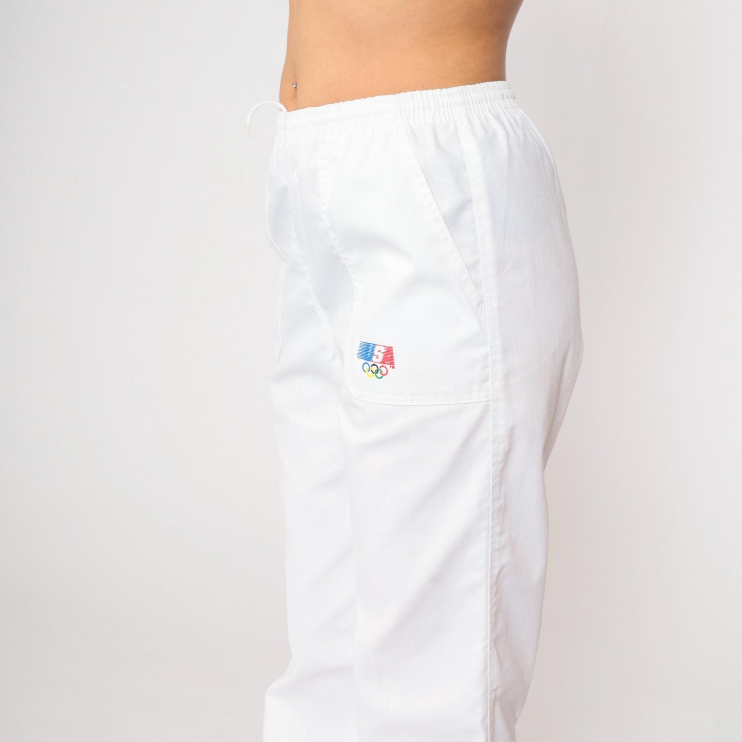80s Levi's White Athletic Trousers Elastic Waist Small