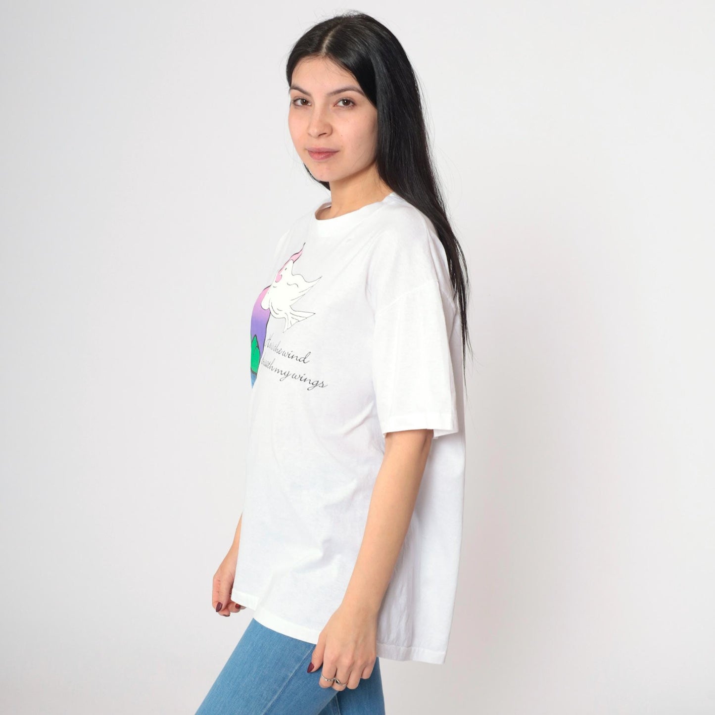 90s Christian Dove Graphic T-Shirt White Crewneck Single Stitch Large