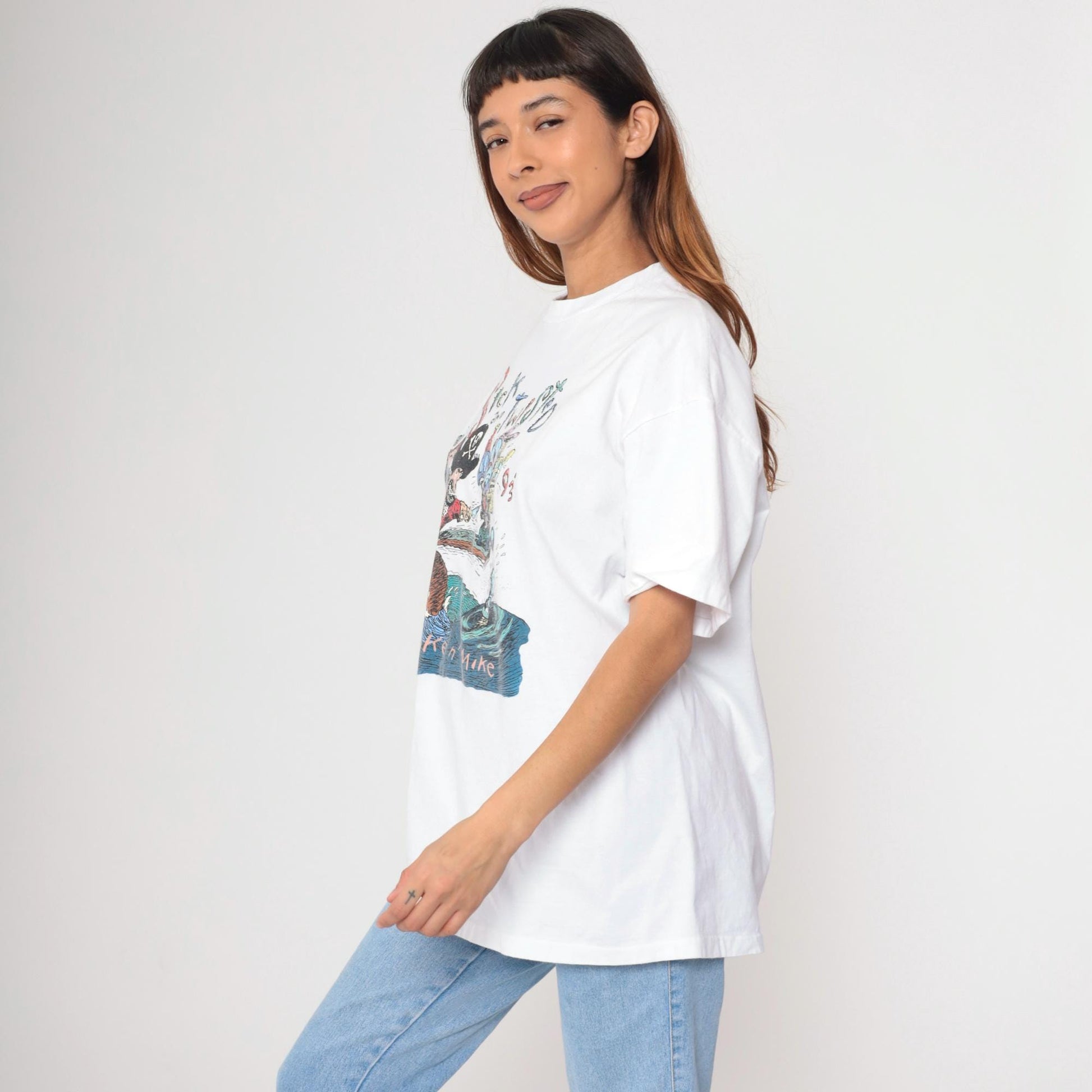 90s Spike n' Mike Sick and Twisted Festival Animation T-Shirt 1993 Pirate Graphic White Extra Large XL