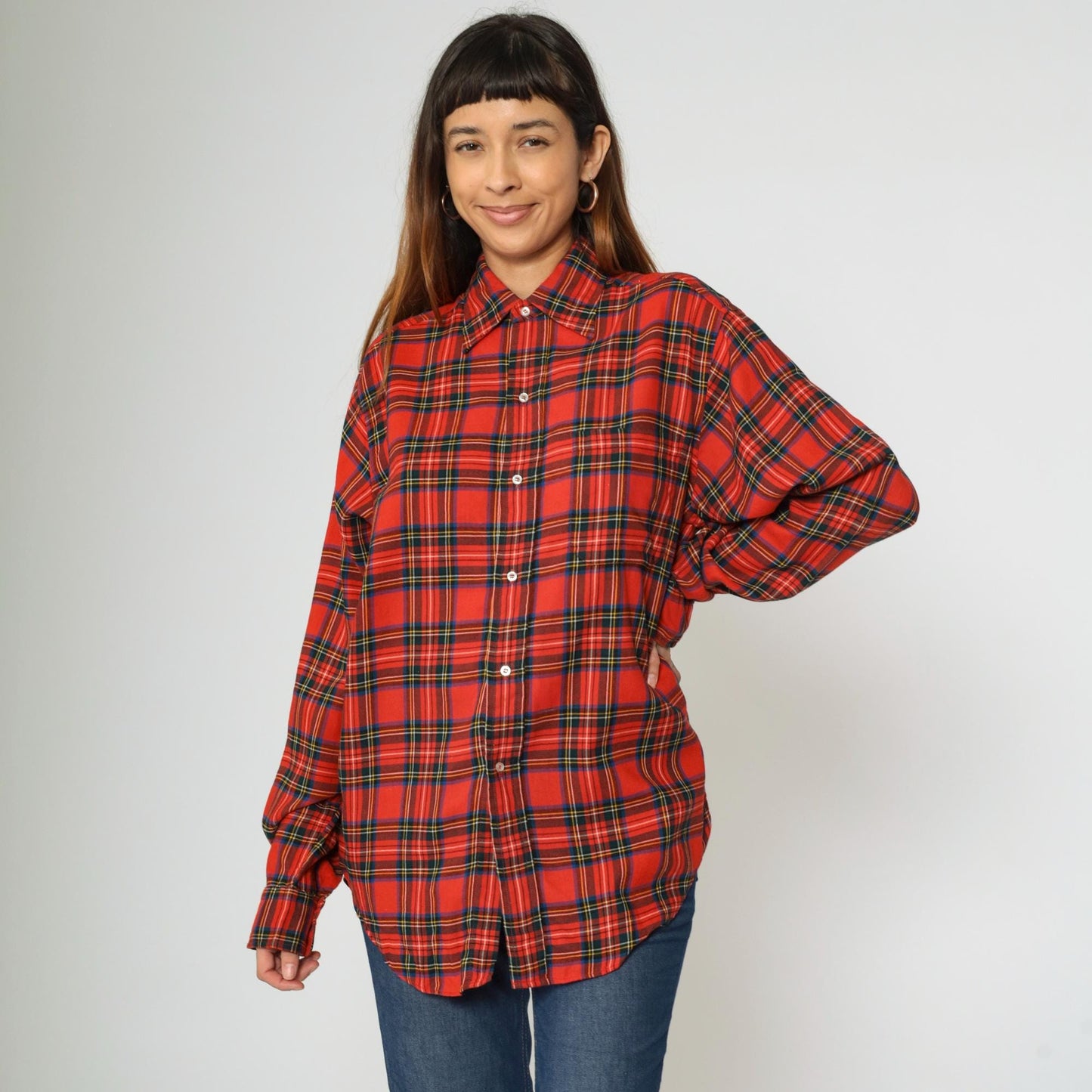 80s Brooks Brothers Red Plaid Wool Blend Button-Up Shirt Extra Large XL