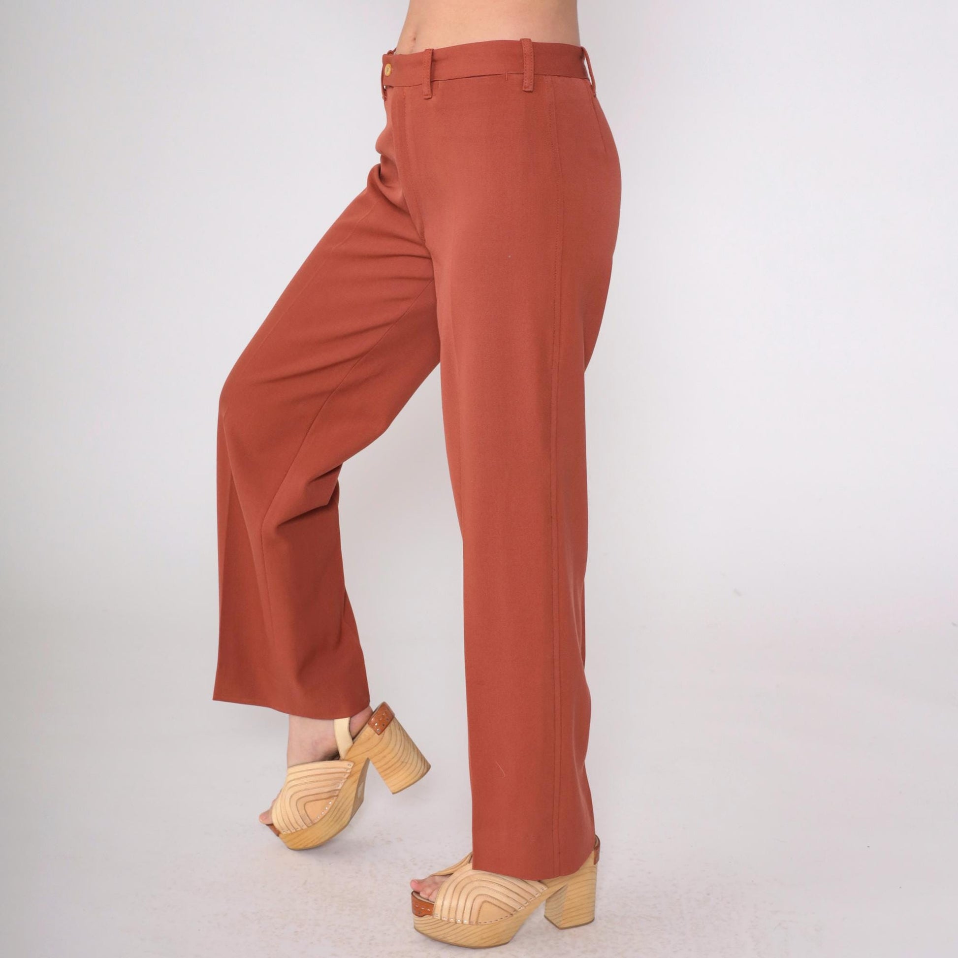 70s Terra Cotta High-Rise Straight Leg Trousers Small