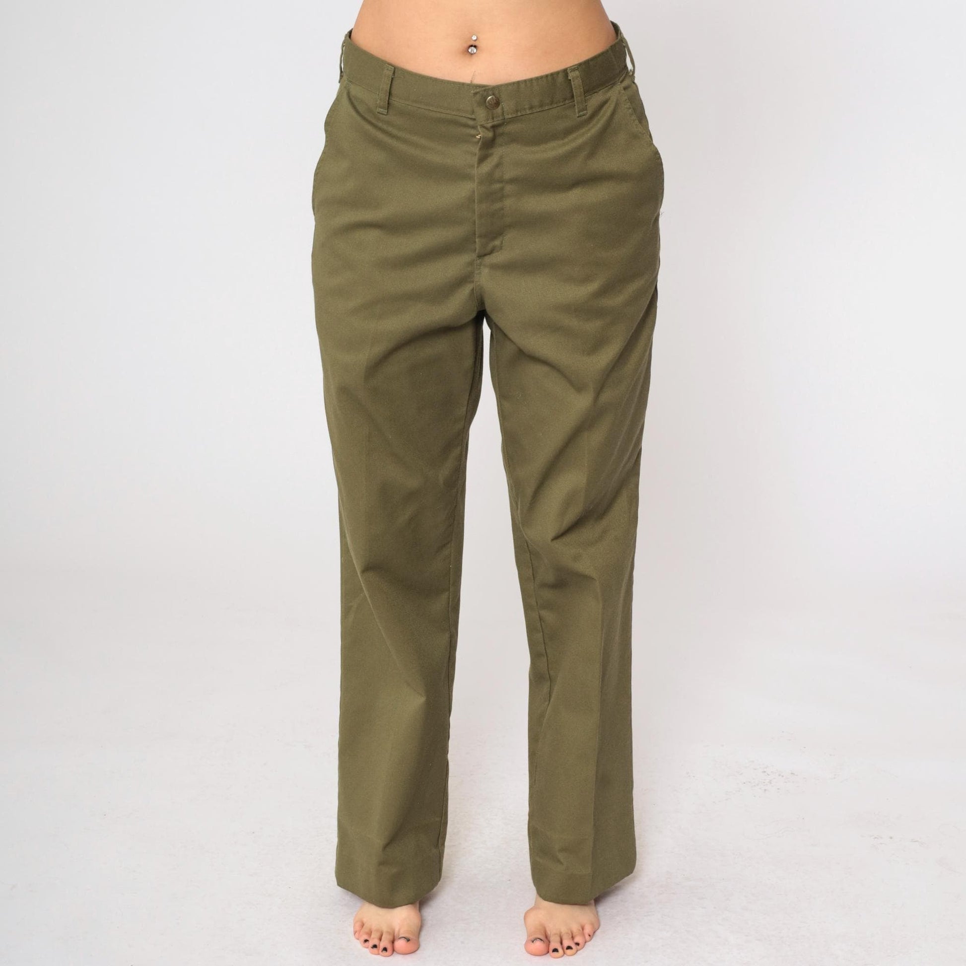 90s Boy Scouts of America Olive Green High-Waisted Trousers Medium 33