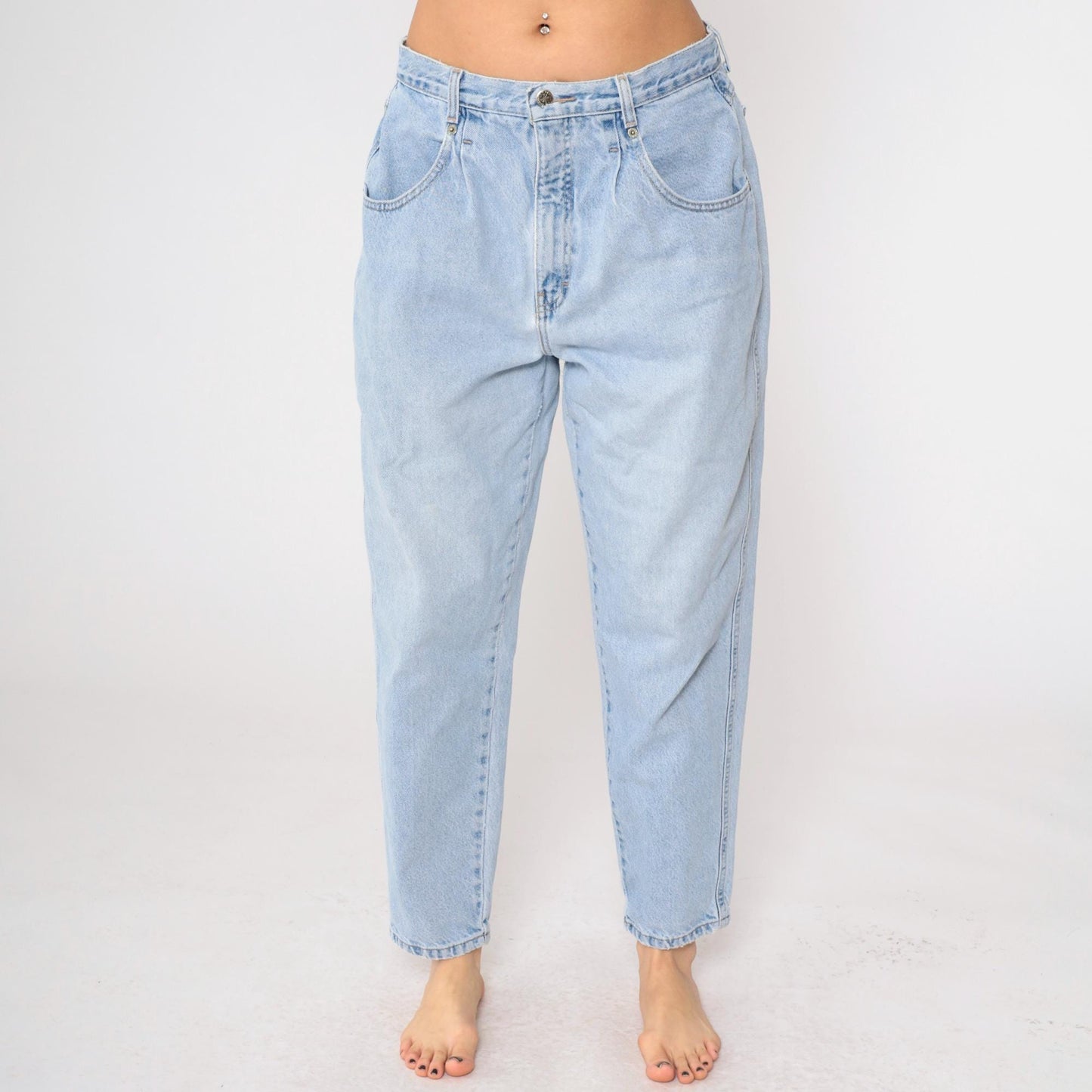 90s Brittania Pleated High-Rise Jeans Blue Denim Petite 16x28