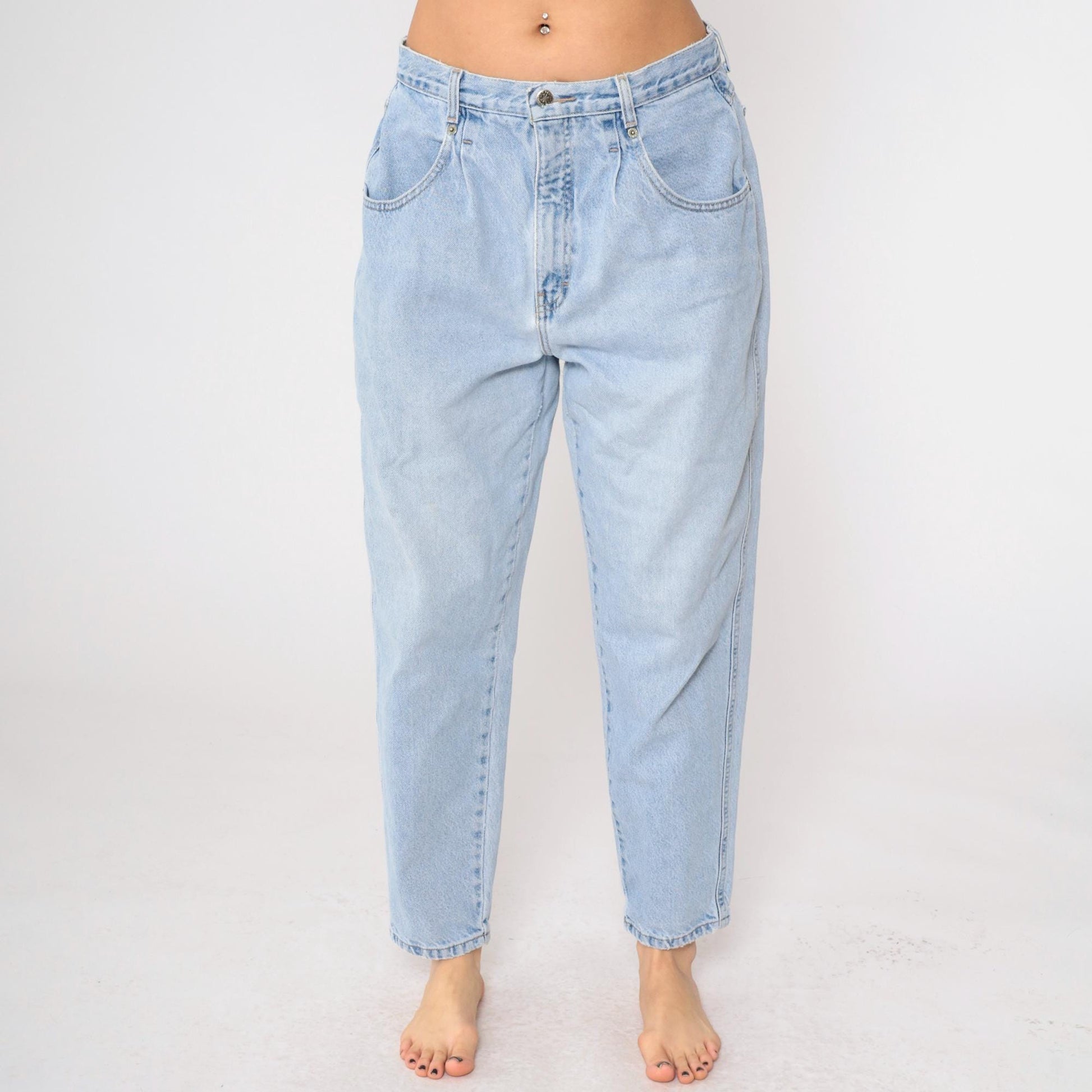 90s Brittania Pleated High-Rise Jeans Blue Denim Petite 16x28