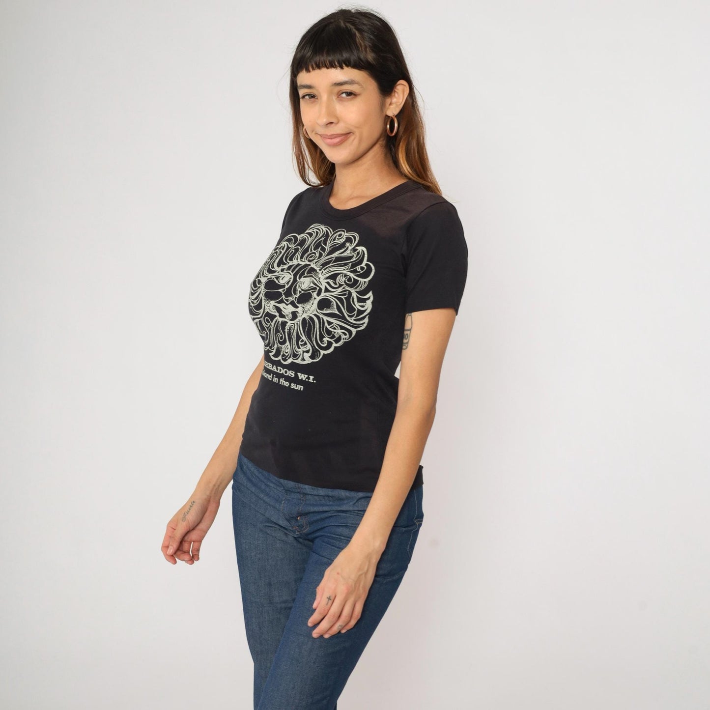 80s Barbados Island in the Sun Graphic T-Shirt Black Small