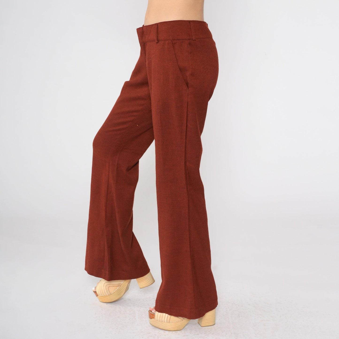 Y2K Burnt Orange Flared Trousers Low Rise 00s Flares Small 7