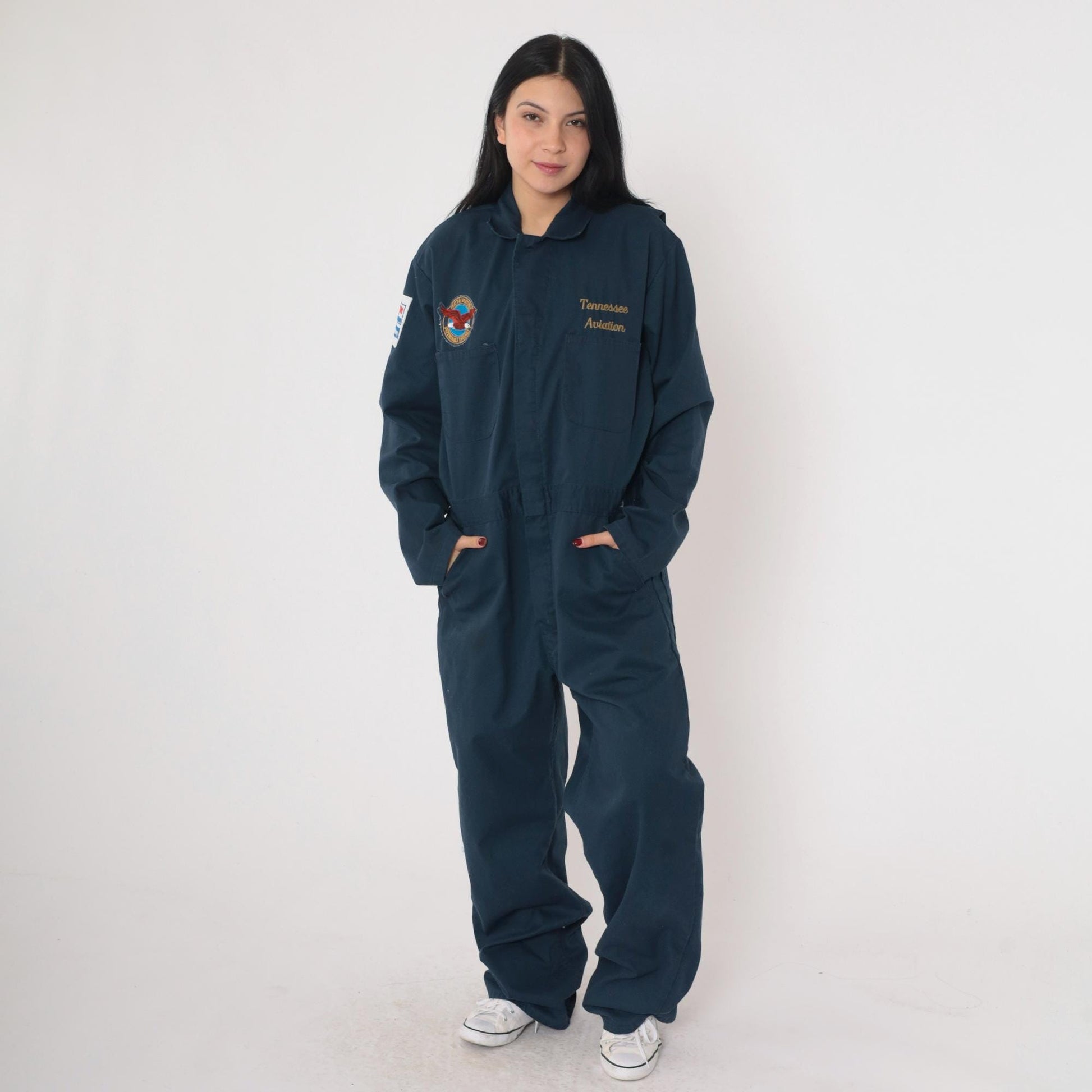 00s Navy Tennessee Aviation Jumpsuit Coveralls Pratt Whitney Exxon Patch Extra Large